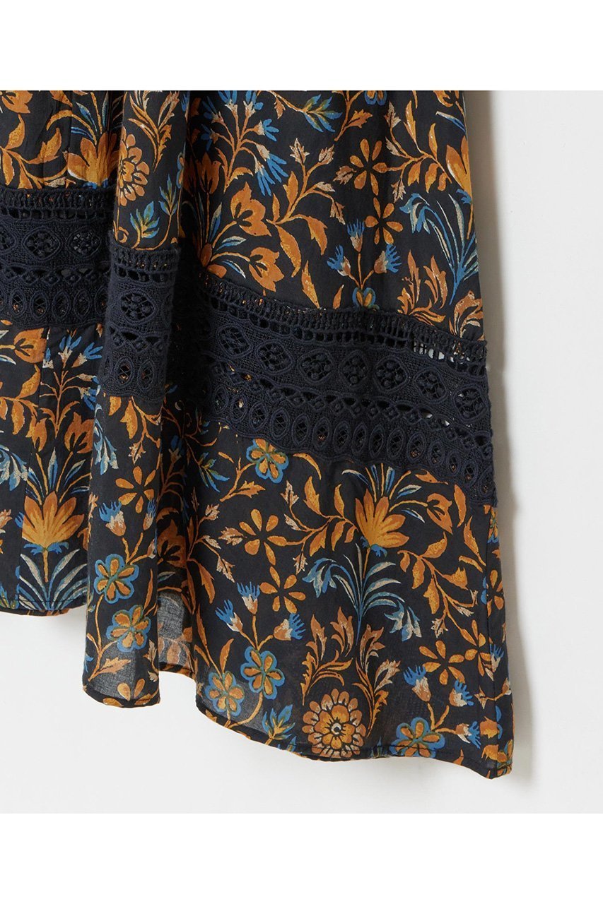 【ハウス オブ ロータス/HOUSE OF LOTUS】のボタニカルプリントヘムレースワンピース 人気、トレンドファッション・服の通販 founy(ファニー) 　ファッション　Fashion　レディースファッション　Fashion for Women　ワンピース　Dresses　チュニック　Tunic Tops & Dresses　インド　Indian Textile　オレンジ　Orange　チュニック　Tunic, Long Top　ドレープ　Drape, Draping Fabric　レース　Lace, Lace Fabric　ロング　Long, Long-Length　エレガント 上品　Elegant　other-6|ID: prp329100004380622 ipo3291000000032857755