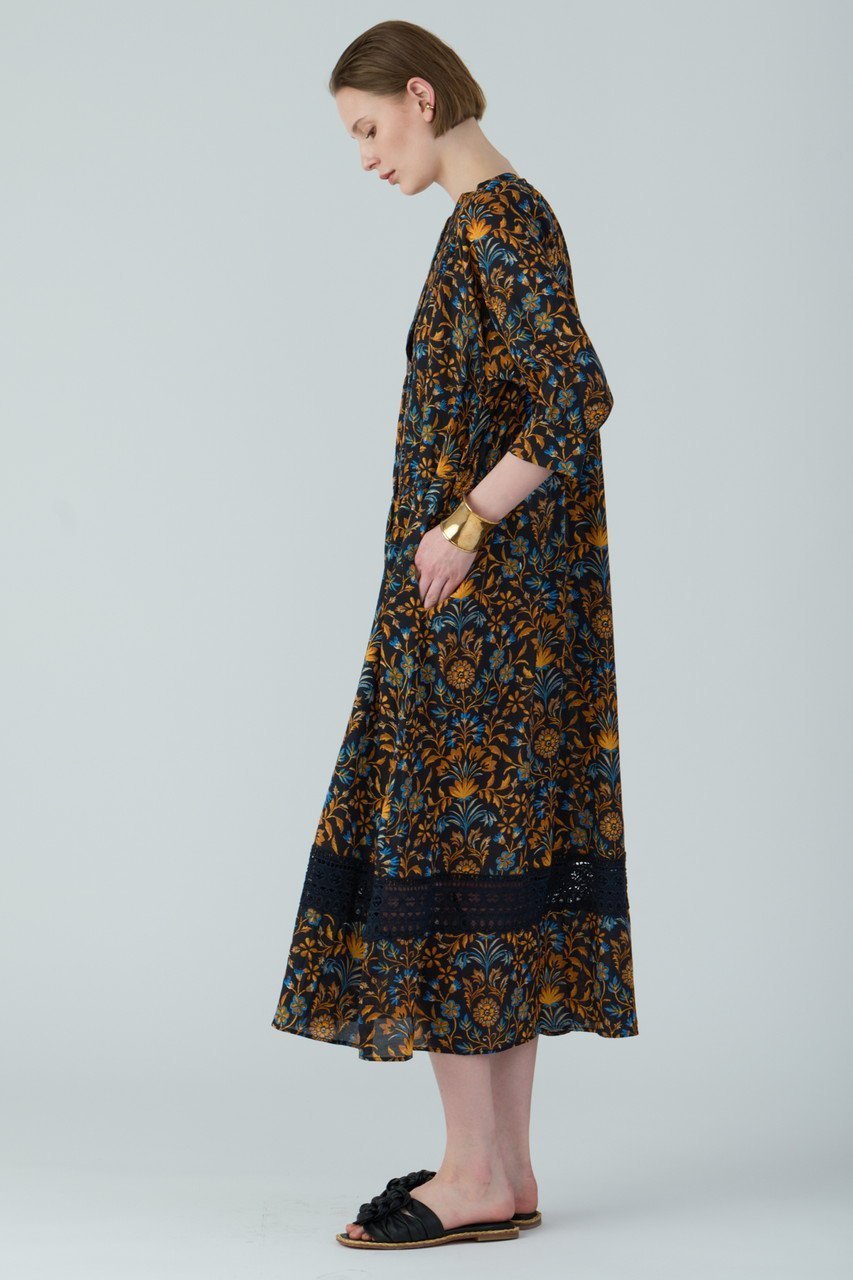 【ハウス オブ ロータス/HOUSE OF LOTUS】のボタニカルプリントヘムレースワンピース 人気、トレンドファッション・服の通販 founy(ファニー) 　ファッション　Fashion　レディースファッション　Fashion for Women　ワンピース　Dresses　チュニック　Tunic Tops & Dresses　インド　Indian Textile　オレンジ　Orange　チュニック　Tunic, Long Top　ドレープ　Drape, Draping Fabric　レース　Lace, Lace Fabric　ロング　Long, Long-Length　エレガント 上品　Elegant　other-7|ID: prp329100004380622 ipo3291000000032857761