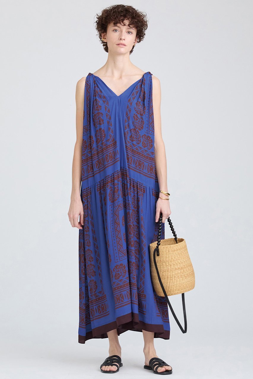 【ハウス オブ ロータス/HOUSE OF LOTUS】のマジョレルプリントワンピース 人気、トレンドファッション・服の通販 founy(ファニー) 　ファッション　Fashion　レディースファッション　Fashion for Women　ワンピース　Dresses　チュニック　Tunic Tops & Dresses　エレガント 上品　Elegant　オリエンタル　Oriental Pattern　ショルダー　Shoulder, Shoulder Strap　チュニック　Tunic, Long Top　ツイスト　Tweed, Tweed Fabric　デコルテ　Décolleté, Neckline　フランス　France, French　プリント　Print, Printed Pattern　ロング　Long, Long-Length　無地　Plain, Solid Color　other-8|ID: prp329100004380623 ipo3291000000032856783
