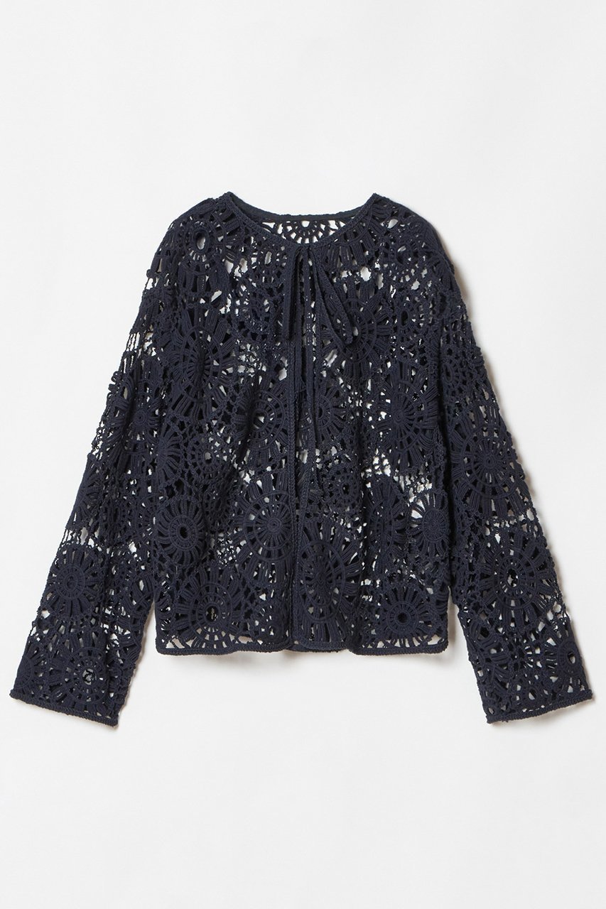 【ハウス オブ ロータス/HOUSE OF LOTUS】のサークルエンブロイダリージャケット インテリア・キッズ・メンズ・レディースファッション・服の通販 founy(ファニー) 　ファッション　Fashion　レディースファッション　Fashion for Women　アウター　Coat / Outerwear Collection　レディースジャケット・軽アウター　Jackets　おすすめ　Recommended / Our Picks　クロシェ　Crochet, Knitted Lace　サークル　Circle, Round Design　シアー　Sheer, See-Through　ショート　Short, Short Length　ジャケット　Jacket, Outerwear　ダウン　Down, Puffer　デニム　Denim, Jeans Material　フェミニン　Feminine, Girly　フロント　Front, Front Design　モチーフ　Motif, Design Theme　レース　Lace, Lace Fabric　ワイド　Wide, Wide Fit　ネイビー|ID: prp329100004380626 ipo3291000000032954999