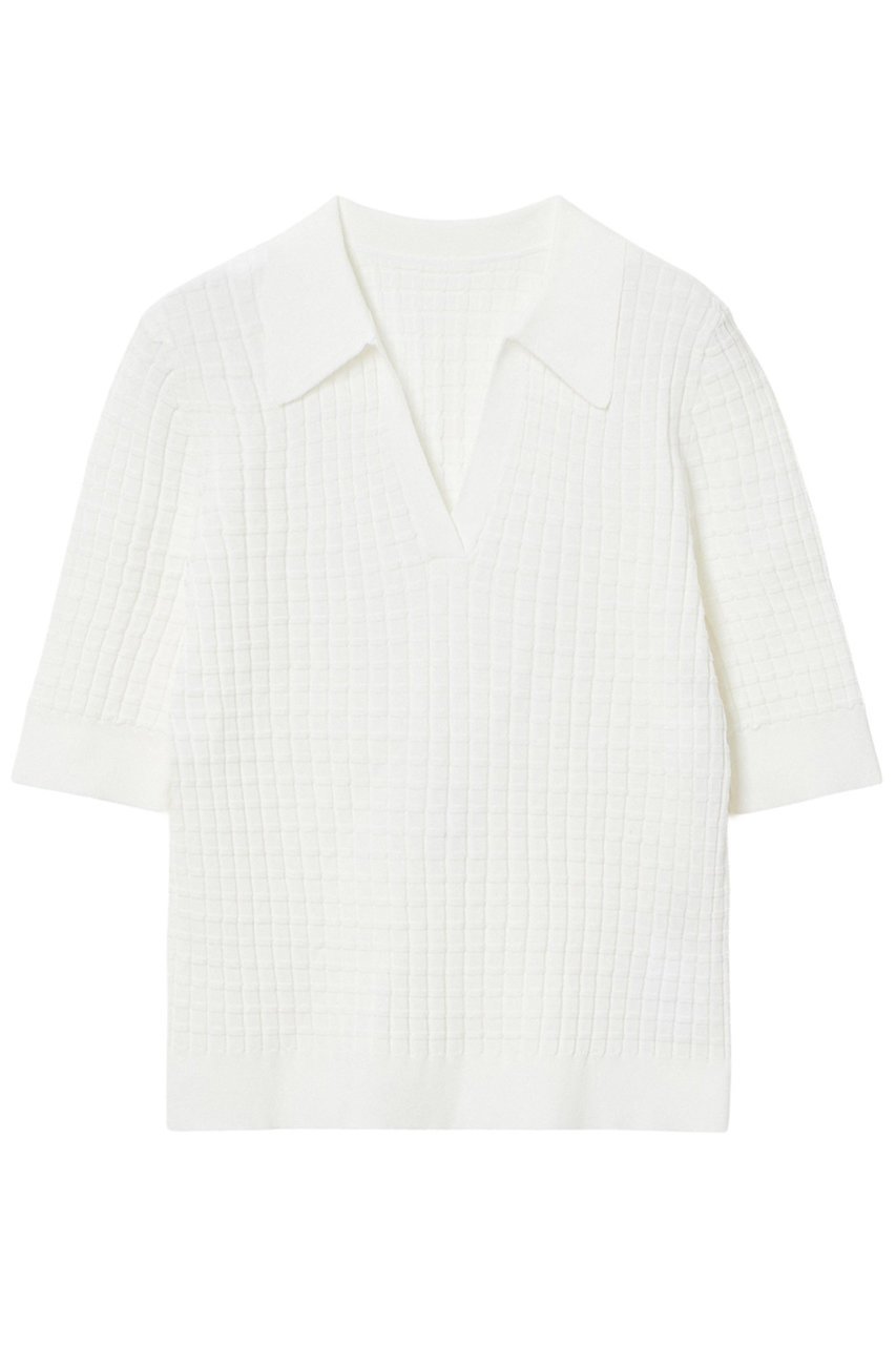 【アナイ/ANAYI】のチェッカーリブポロ インテリア・キッズ・メンズ・レディースファッション・服の通販 founy(ファニー) 　ファッション　Fashion　レディースファッション　Fashion for Women　トップス・カットソー　Cut & Sew Tops　ニット　Knit Tops & Sweaters　カジュアルプルオーバー・ニットトップス　Pullovers & Knit Tops / Casual Pullovers　スキッパー　Skipper, Open Collar　チェック　Check, Plaid, Tartan　トレンド　Trend, Trending Now　バランス　Balance, Style Balance　夏　Summer　オフホワイト|ID: prp329100004380635 ipo3291000000032931929