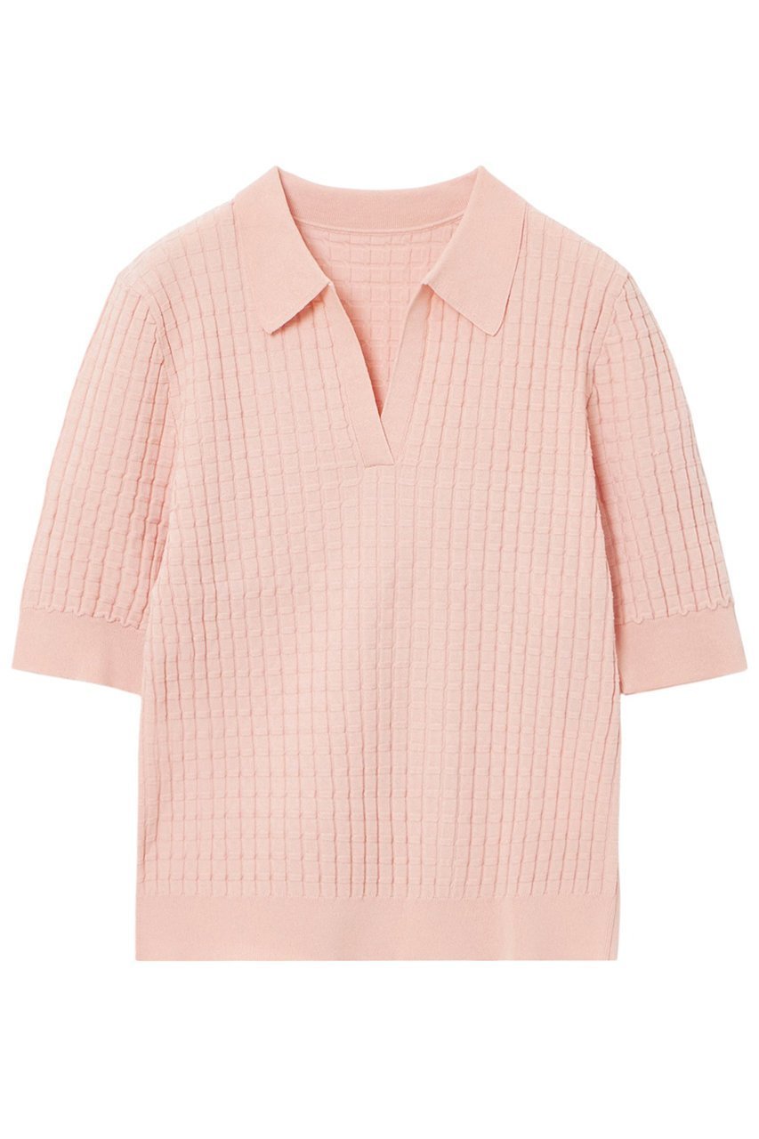 【アナイ/ANAYI】のチェッカーリブポロ インテリア・キッズ・メンズ・レディースファッション・服の通販 founy(ファニー) 　ファッション　Fashion　レディースファッション　Fashion for Women　トップス・カットソー　Cut & Sew Tops　ニット　Knit Tops & Sweaters　カジュアルプルオーバー・ニットトップス　Pullovers & Knit Tops / Casual Pullovers　スキッパー　Skipper, Open Collar　チェック　Check, Plaid, Tartan　トレンド　Trend, Trending Now　バランス　Balance, Style Balance　夏　Summer　ピンク|ID: prp329100004380635 ipo3291000000032931934