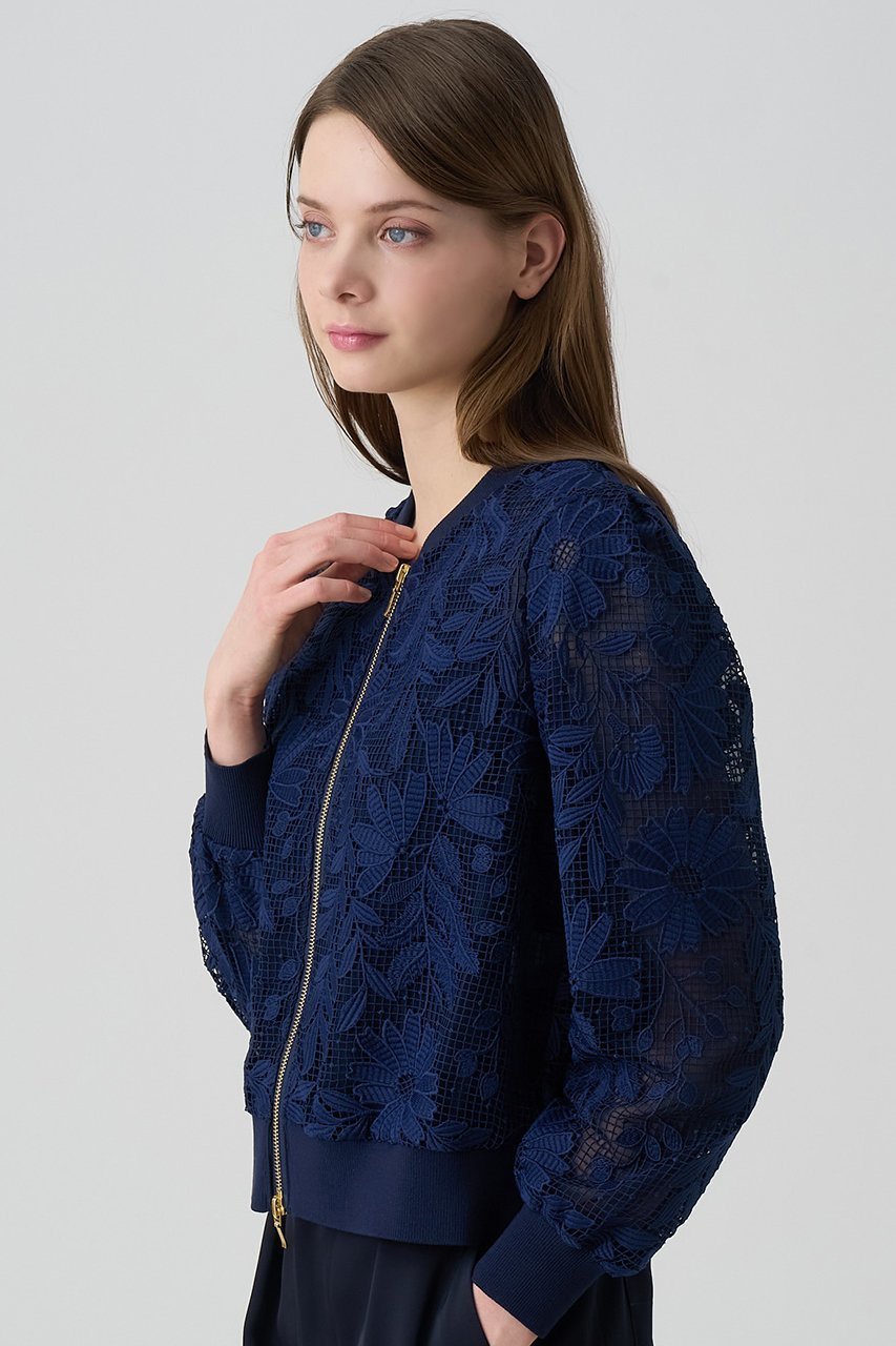 【アナイ/ANAYI】のフルールジップブルゾン 人気、トレンドファッション・服の通販 founy(ファニー) 　ファッション　Fashion　レディースファッション　Fashion for Women　アウター　Coat / Outerwear Collection　レディースジャケット・軽アウター　Jackets　ブルゾンジャケット・スポーティアウター　Blouson Jackets　エレガント 上品　Elegant　ジャケット　Jacket, Outerwear　スリーブ　Sleeve, Long Sleeve / Short Sleeve　フェミニン　Feminine, Girly　ブルゾン　Blouson, Bomber Jacket　メッシュ　Mesh, Net Fabric　レース　Lace, Lace Fabric　再入荷　Restock / Back in Stock　夏　Summer　春　Spring　S/S・春夏　SS, Spring/Summer, Warm Season　other-8|ID: prp329100004380639 ipo3291000000032958108