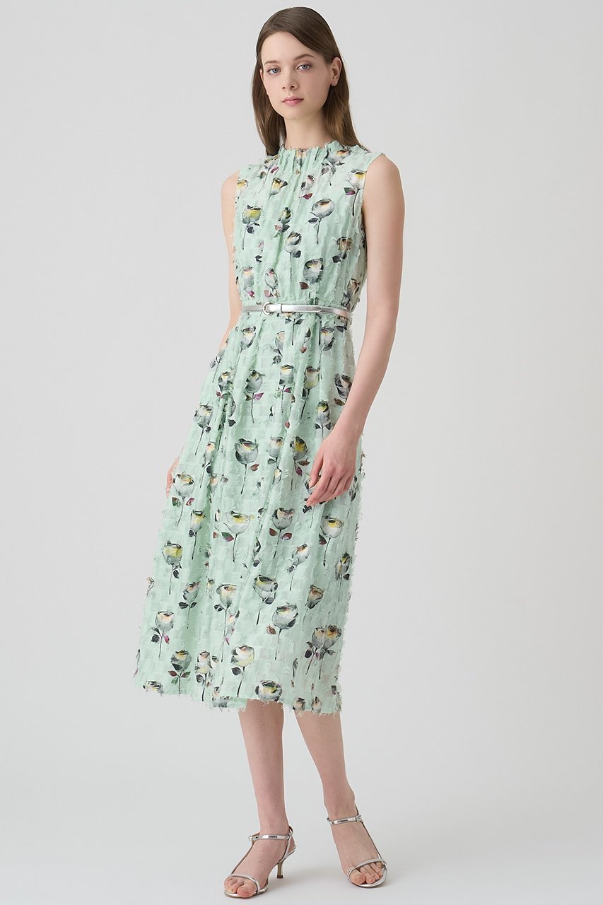 【アナイ/ANAYI】のカットジャガードフラワープリントワンピース 人気、トレンドファッション・服の通販 founy(ファニー) 　ファッション　Fashion　レディースファッション　Fashion for Women　ワンピース　Dresses　チュニック　Tunic Tops & Dresses　イタリア　Italy　エレガント 上品　Elegant　キャミソール　Camisole, Spaghetti Strap Top　クラシカル　Classical, Vintage-Inspired　スタンド　Stand Collar, Upright Stand　チュニック　Tunic, Long Top　ノースリーブ　Sleeveless, No-Sleeve　フレア　Flare, Flared　プリント　Print, Printed Pattern　ペチコート　Petticoat, Underskirt　ロング　Long, Long-Length　ローズ　Rose, Rose Motif　other-8|ID: prp329100004380641 ipo3291000000031335001
