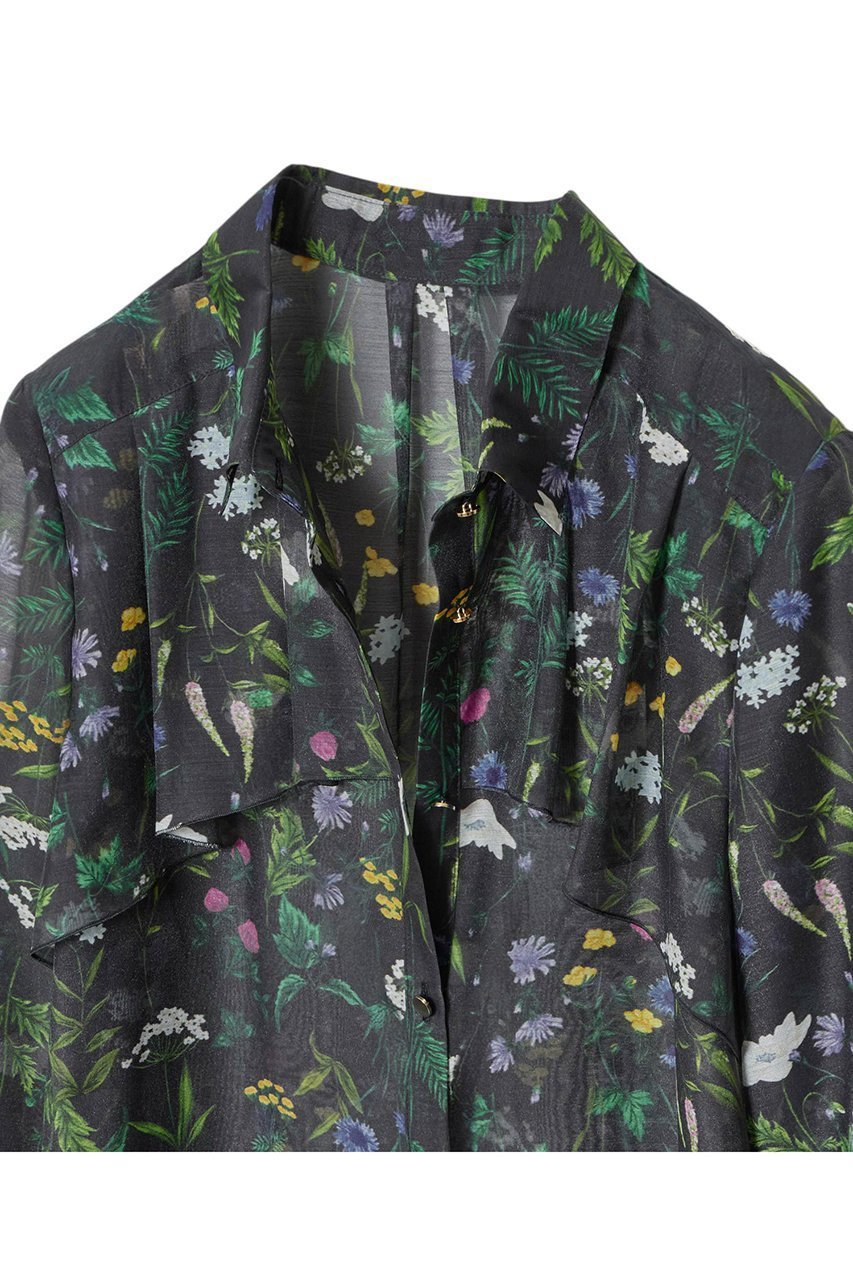 【アナイ/ANAYI】のボタニカルプリントシャツブラウス 人気、トレンドファッション・服の通販 founy(ファニー) 　ファッション　Fashion　レディースファッション　Fashion for Women　トップス・カットソー　Cut & Sew Tops　シャツ・ブラウス・オフィスカジュアル　Elegant Blouses & Button-Ups　オーガンジー　Organza Fabric　スリーブ　Sleeve, Long Sleeve / Short Sleeve　デニム　Denim, Jeans Material　フレア　Flare, Flared　フロント　Front, Front Design　プリント　Print, Printed Pattern　ボタニカル　Botanical, Floral Pattern　メタル　Metal, Metal Parts　ヨーク　Yoke, Yoke Design　ロング　Long, Long-Length　エレガント 上品　Elegant　春　Spring　other-3|ID: prp329100004380642 ipo3291000000032854341