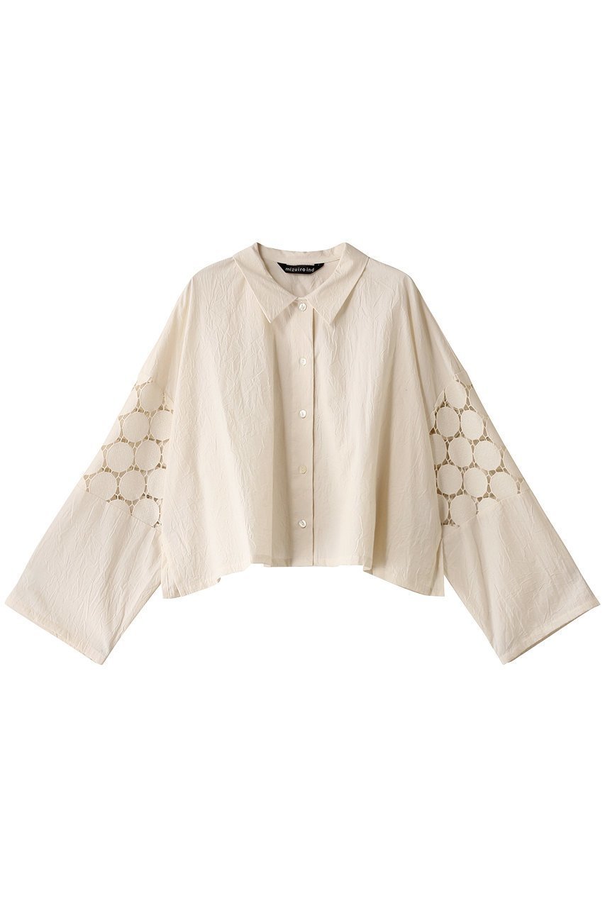 【ミズイロ インド/mizuiro ind】のlace mix box shirt シャツ インテリア・キッズ・メンズ・レディースファッション・服の通販 founy(ファニー) 　ファッション　Fashion　レディースファッション　Fashion for Women　トップス・カットソー　Cut & Sew Tops　シャツ・ブラウス・オフィスカジュアル　Elegant Blouses & Button-Ups　おすすめ　Recommended / Our Picks　スリーブ　Sleeve, Long Sleeve / Short Sleeve　ダウン　Down, Puffer　デニム　Denim, Jeans Material　フェミニン　Feminine, Girly　ボックス　Boxy, Box Shape　マニッシュ　Mannish, Boyish　レース　Lace, Lace Fabric　ロング　Long, Long-Length　エレガント 上品　Elegant　ivory|ID: prp329100004380644 ipo3291000000032856013
