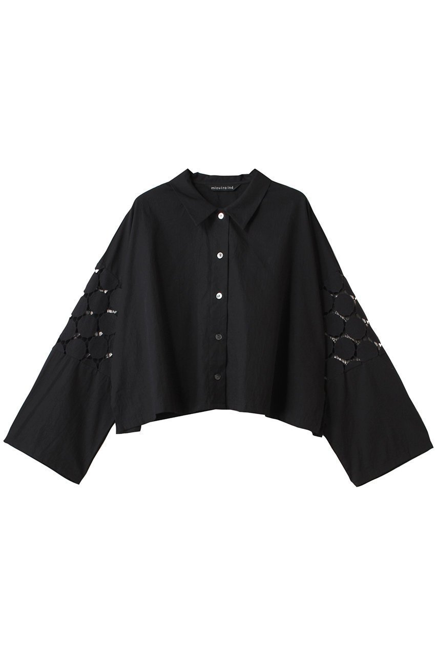 【ミズイロ インド/mizuiro ind】のlace mix box shirt シャツ インテリア・キッズ・メンズ・レディースファッション・服の通販 founy(ファニー) 　ファッション　Fashion　レディースファッション　Fashion for Women　トップス・カットソー　Cut & Sew Tops　シャツ・ブラウス・オフィスカジュアル　Elegant Blouses & Button-Ups　おすすめ　Recommended / Our Picks　スリーブ　Sleeve, Long Sleeve / Short Sleeve　ダウン　Down, Puffer　デニム　Denim, Jeans Material　フェミニン　Feminine, Girly　ボックス　Boxy, Box Shape　マニッシュ　Mannish, Boyish　レース　Lace, Lace Fabric　ロング　Long, Long-Length　エレガント 上品　Elegant　black|ID: prp329100004380644 ipo3291000000032856019