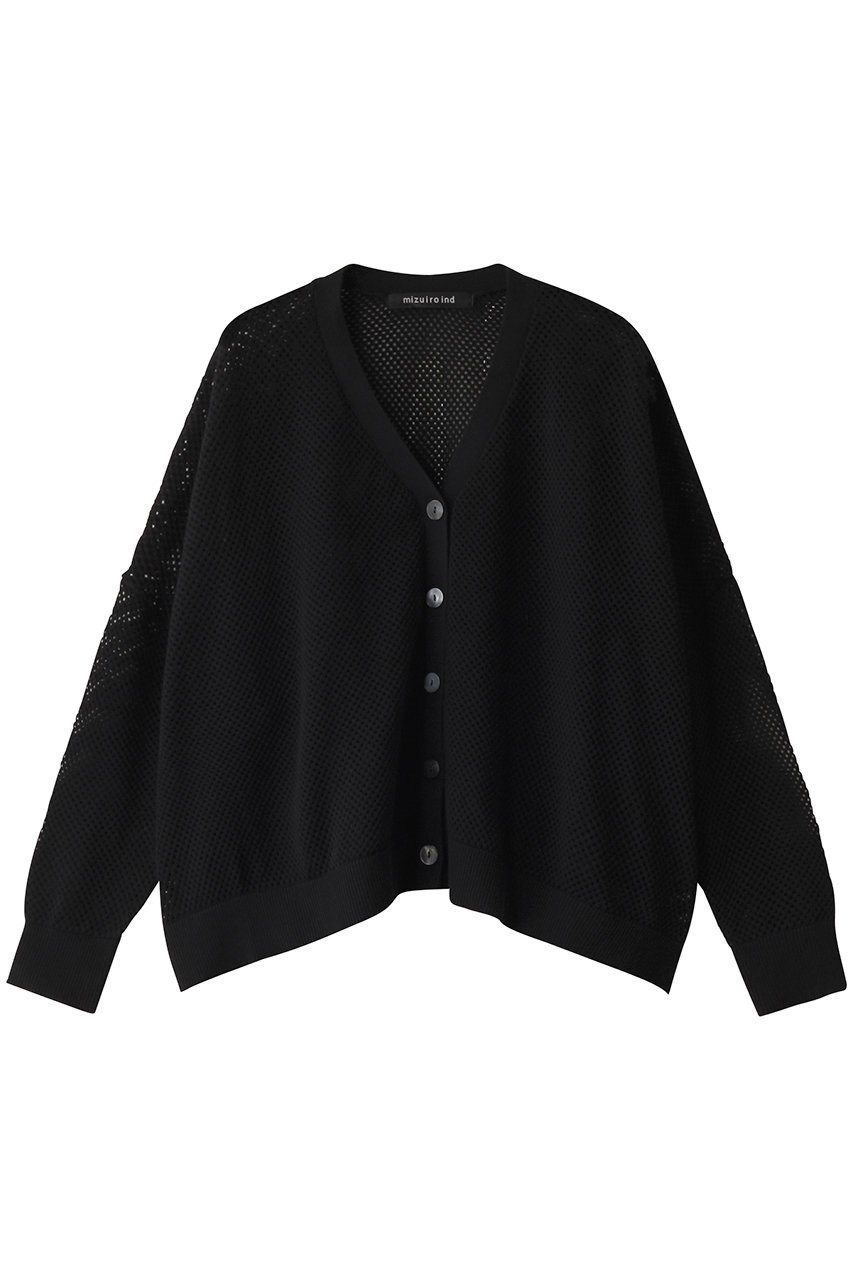 【ミズイロ インド/mizuiro ind】のsheer patterned V neck C/D カーディガン インテリア・キッズ・メンズ・レディースファッション・服の通販 founy(ファニー) 　ファッション　Fashion　レディースファッション　Fashion for Women　トップス・カットソー　Cut & Sew Tops　ニット　Knit Tops & Sweaters　カーディガン・羽織り　Layered Style Cardigans　おすすめ　Recommended / Our Picks　カーディガン　Cardigan, Knitwear　シアー　Sheer, See-Through　メッシュ　Mesh, Net Fabric　夏　Summer　春　Spring　S/S・春夏　SS, Spring/Summer, Warm Season　black|ID: prp329100004380645 ipo3291000000032952104
