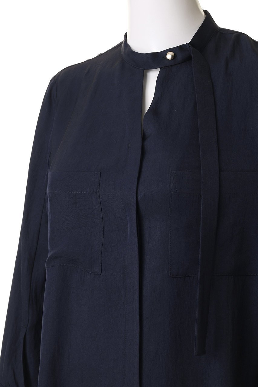 【アルアバイル/allureville】のフリュイドオーバーラップブラウス 人気、トレンドファッション・服の通販 founy(ファニー) 　ファッション　Fashion　レディースファッション　WOMEN　トップス・カットソー　Tops/Tshirt　シャツ/ブラウス　Shirts/Blouses　アシンメトリー　Asymmetry　スタンド　Stand　スリーブ　Sleeve　ドレープ　Drape　ファブリック　Fabric　リボン　Ribbon　ロング　Long　other-5|ID: prp329100004381526 ipo3291000000031334561