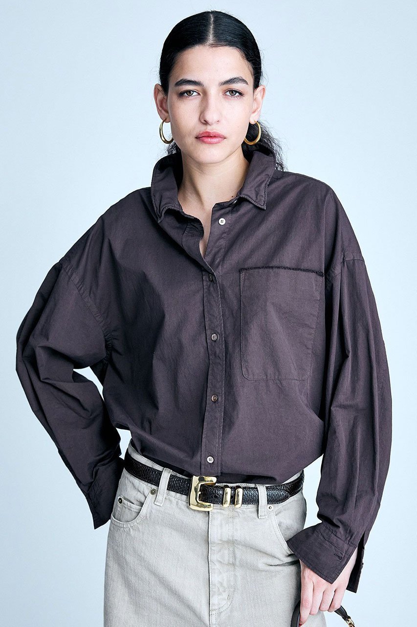 【ブリル/BRILL】のセイヒンゾメオーバーシャツ インテリア・キッズ・メンズ・レディースファッション・服の通販 founy(ファニー) 　ファッション　Fashion　レディースファッション　Fashion for Women　トップス・カットソー　Cut & Sew Tops　シャツ・ブラウス・オフィスカジュアル　Elegant Blouses & Button-Ups　サテン　Satin, Glossy Fabric　スリーブ　Sleeve, Long Sleeve / Short Sleeve　バランス　Balance, Style Balance　パッチ　Patch, Appliqué　フォルム　Silhouette, Form　ポケット　Pocket, Pocket Detail　ロング　Long, Long-Length　今季　This Season, Current Season　ブラウン|ID: prp329100004381529 ipo3291000000032843614