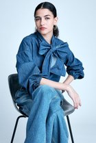 【ブリル/BRILL】のデニムボウタイブラウス ブルー|ID: prp329100004381530 ipo3291000000036118030