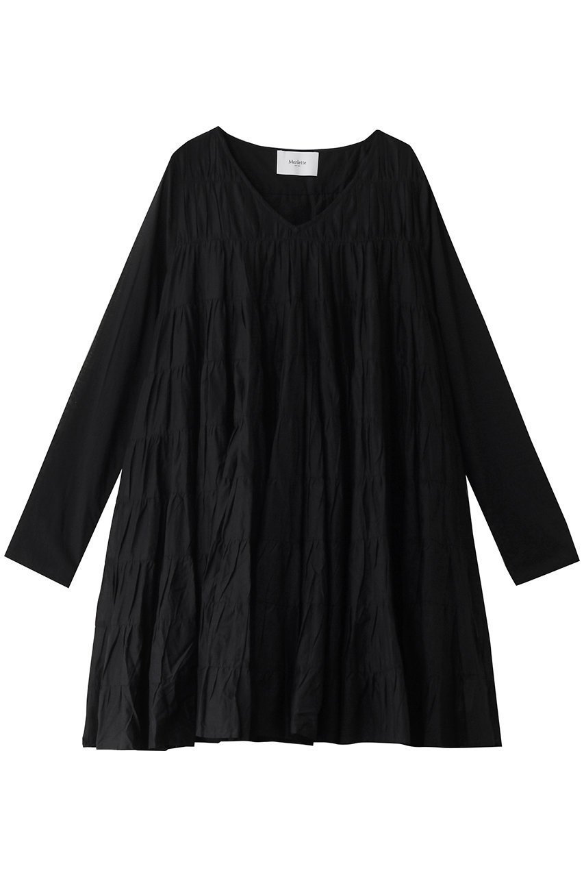 【マーレット/MERLETTE】のSOLIS Vネックティアードドレス インテリア・キッズ・メンズ・レディースファッション・服の通販 founy(ファニー) 　ファッション　Fashion　レディースファッション　Fashion for Women　ワンピース　Dresses　フォーマル・パーティードレス・結婚式用ドレス　Elegant & Casual Dresses　チュニック　Tunic Tops & Dresses　インナーキャミ　Inner Camisole　エアリー　Airy Texture　チュニック　Tunic, Long Top　デニム　Denim, Jeans Material　ドレス　Dress, One-Piece　ブラック|ID: prp329100004381533 ipo3291000000032879626