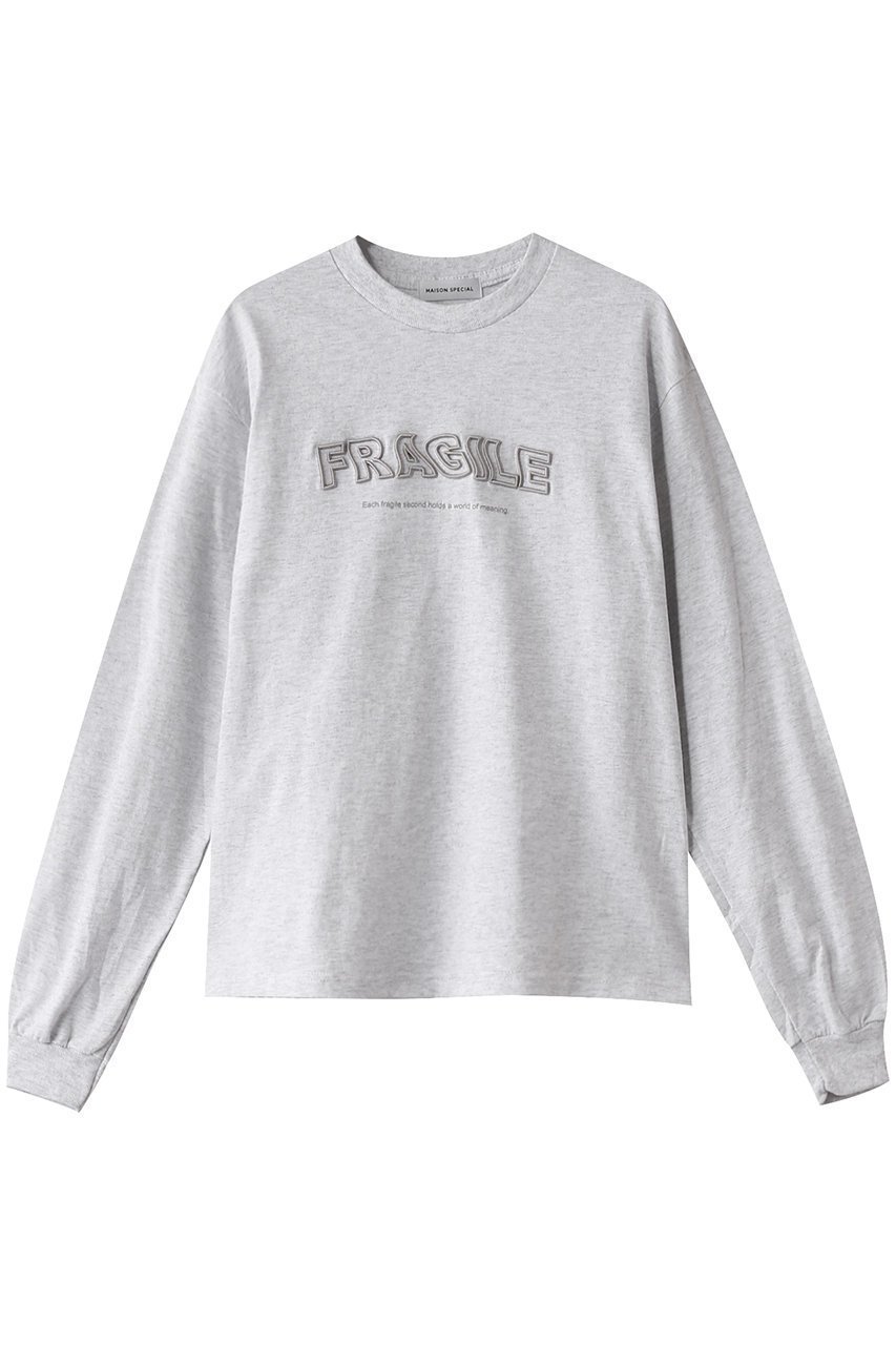 【メゾンスペシャル/MAISON SPECIAL】のFRAGILEエンブロイダリーロンTEE インテリア・キッズ・メンズ・レディースファッション・服の通販 founy(ファニー) 　ファッション　Fashion　レディースファッション　Fashion for Women　トップス・カットソー　Cut & Sew Tops　シャツ・ブラウス・オフィスカジュアル　Elegant Blouses & Button-Ups　ロングTシャツ・Tシャツ　Longline T-Shirts & Tees　カットソー・ベーシックTシャツ　Cut-and-Sewn Tops / Stretch Tees & Basics　エンブロイダリー　Embroidery Design　グラフィック　Graphic, Graphic Design　スリーブ　Sleeve, Long Sleeve / Short Sleeve　フェミニン　Feminine, Girly　ロング　Long, Long-Length　GRY(グレー)|ID: prp329100004381535 ipo3291000000032867567