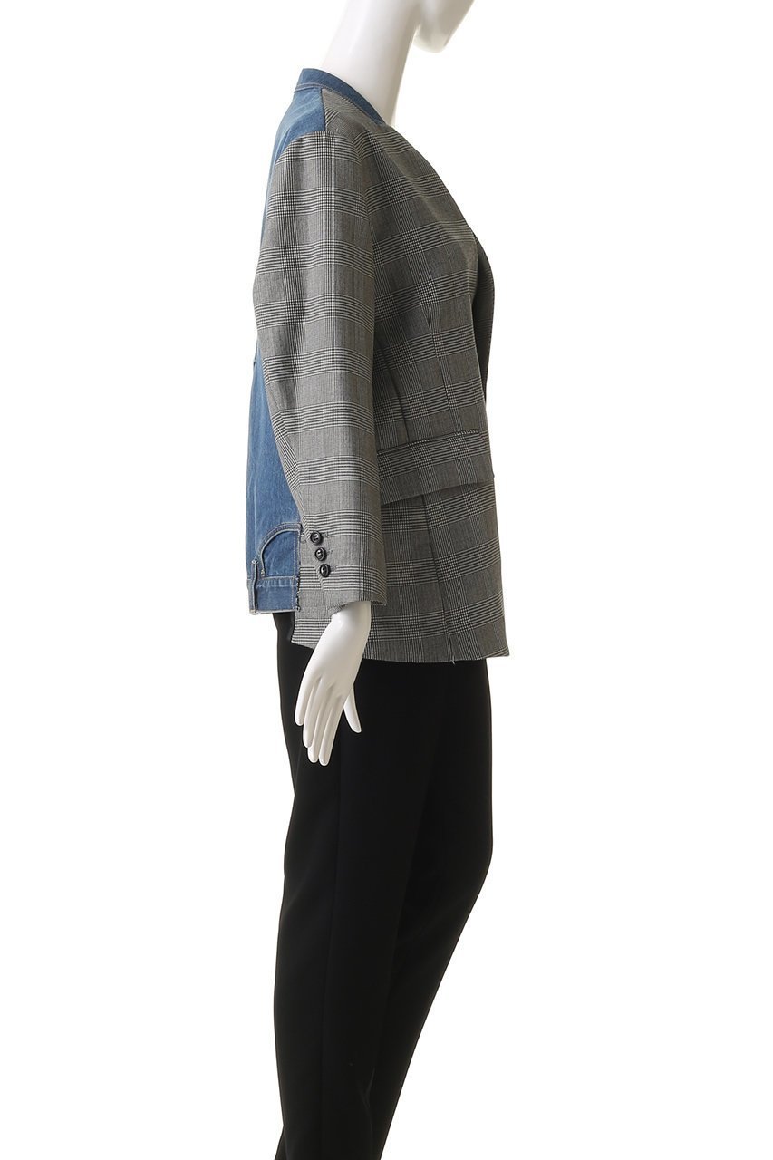 【ヒューエルミュージアム/hueLe Museum】の【STUMBLY】デニムコンビノーカラージャケット 人気、トレンドファッション・服の通販 founy(ファニー) 　ファッション　Fashion　レディースファッション　Fashion for Women　アウター　Coat / Outerwear Collection　レディースジャケット・軽アウター　Jackets　ノーカラージャケット / シンプル上品コーデ　Collarless Jackets　オケージョン　Occasion Wear　クラシカル　Classical, Vintage-Inspired　ジャケット　Jacket, Outerwear　デニム　Denim, Jeans Material　マニッシュ　Mannish, Boyish　other-3|ID: prp329100004381546 ipo3291000000035654232