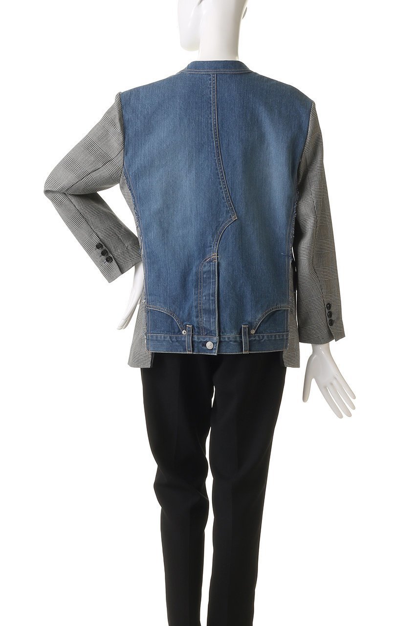 【ヒューエルミュージアム/hueLe Museum】の【STUMBLY】デニムコンビノーカラージャケット 人気、トレンドファッション・服の通販 founy(ファニー) 　ファッション　Fashion　レディースファッション　Fashion for Women　アウター　Coat / Outerwear Collection　レディースジャケット・軽アウター　Jackets　ノーカラージャケット / シンプル上品コーデ　Collarless Jackets　オケージョン　Occasion Wear　クラシカル　Classical, Vintage-Inspired　ジャケット　Jacket, Outerwear　デニム　Denim, Jeans Material　マニッシュ　Mannish, Boyish　other-4|ID: prp329100004381546 ipo3291000000035654233