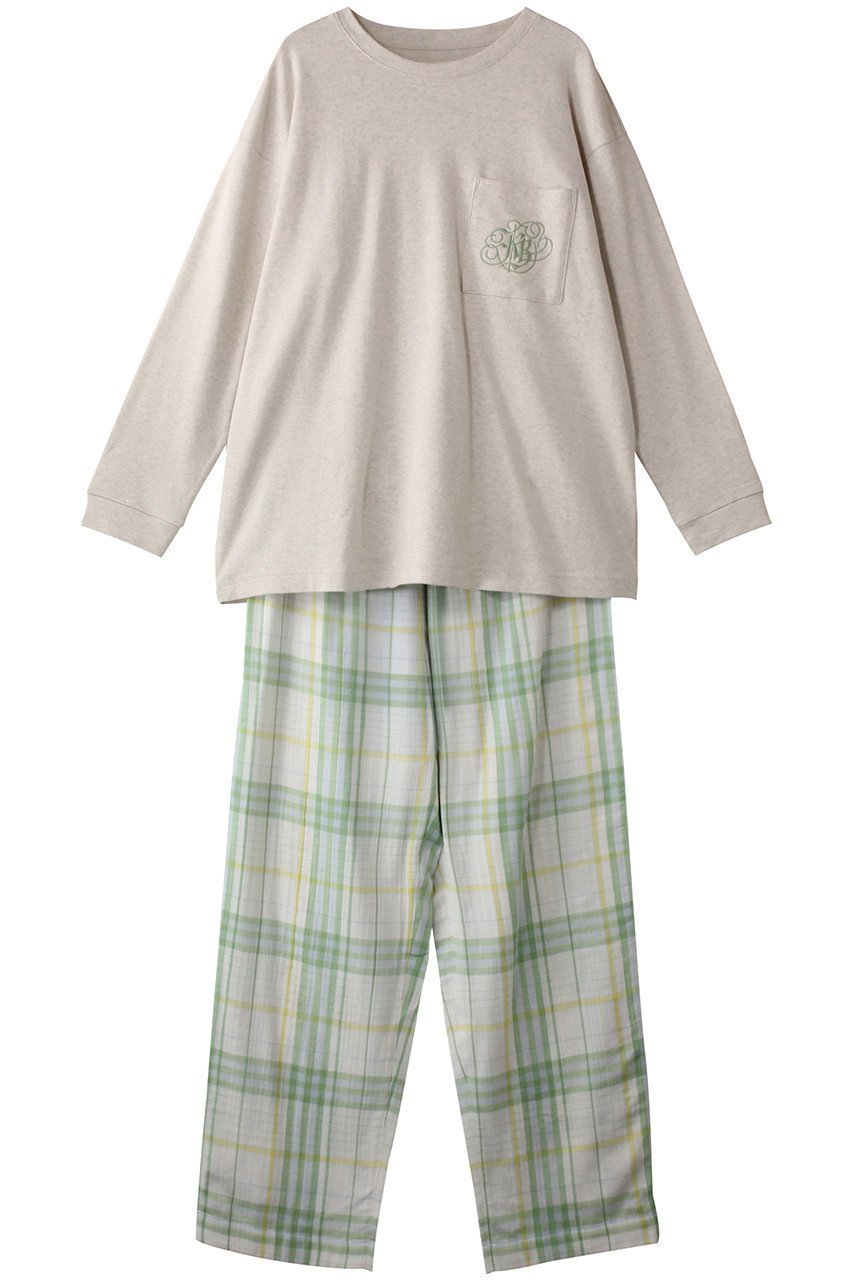 【キッドブルー/KID BLUE】のWガーゼラインチェックパジャマ インテリア・キッズ・メンズ・レディースファッション・服の通販 founy(ファニー) 　ファッション　Fashion　レディースファッション　Fashion for Women　シンプル　Simple, Minimal　パジャマ　Pajamas, Sleepwear　人気　Popular, Best Seller　グリーン|ID: prp329100004382905 ipo3291000000032833564