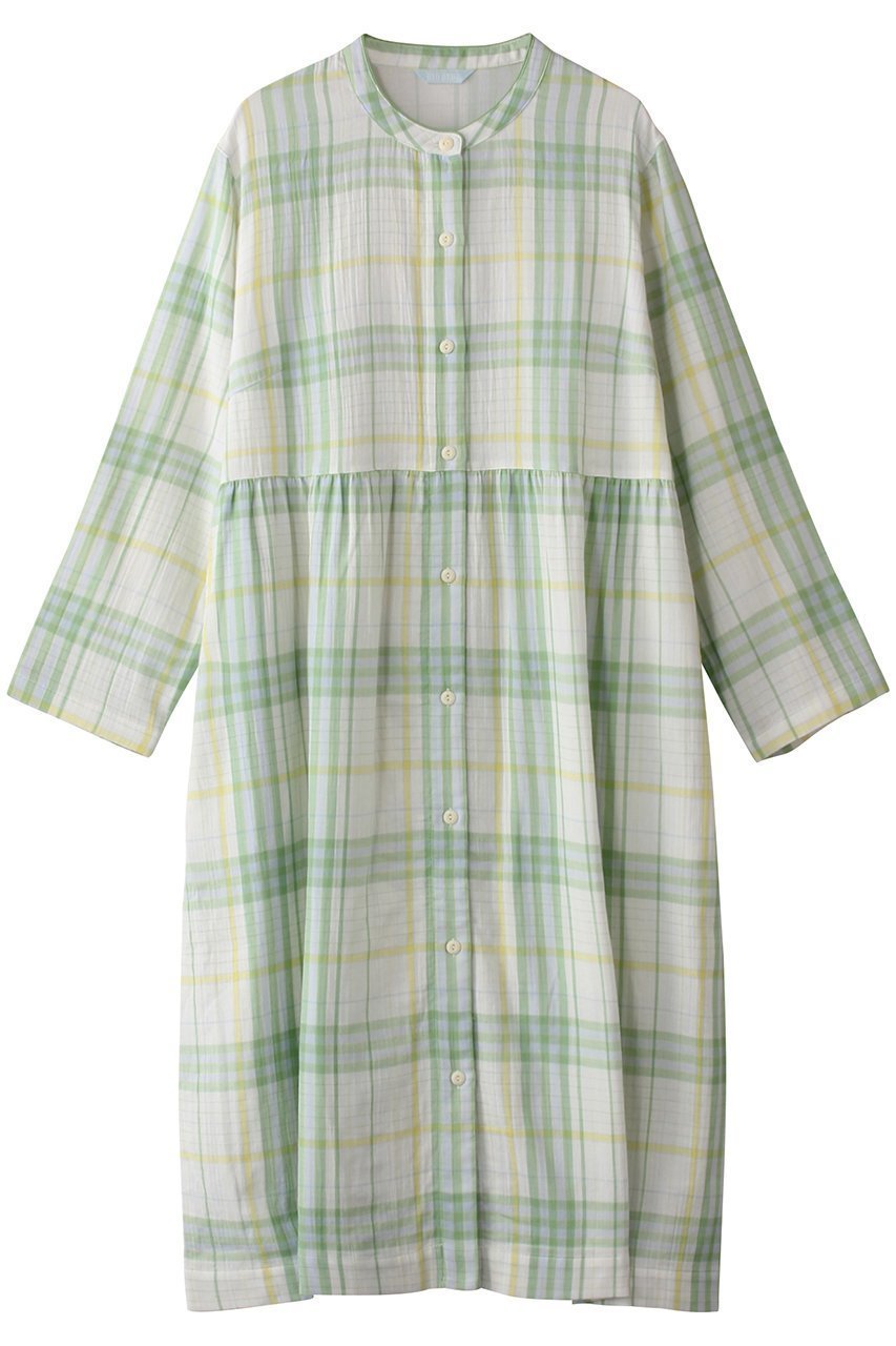 【キッドブルー/KID BLUE】のWガーゼラインチェックナイティ インテリア・キッズ・メンズ・レディースファッション・服の通販 founy(ファニー) 　ファッション　Fashion　レディースファッション　Fashion for Women　ギャザー　Gathered, Ruffled　チェック　Check, Plaid, Tartan　パイピング　Piping, Trim Design　パジャマ　Pajamas, Sleepwear　人気　Popular, Best Seller　グリーン|ID: prp329100004382907 ipo3291000000032834092