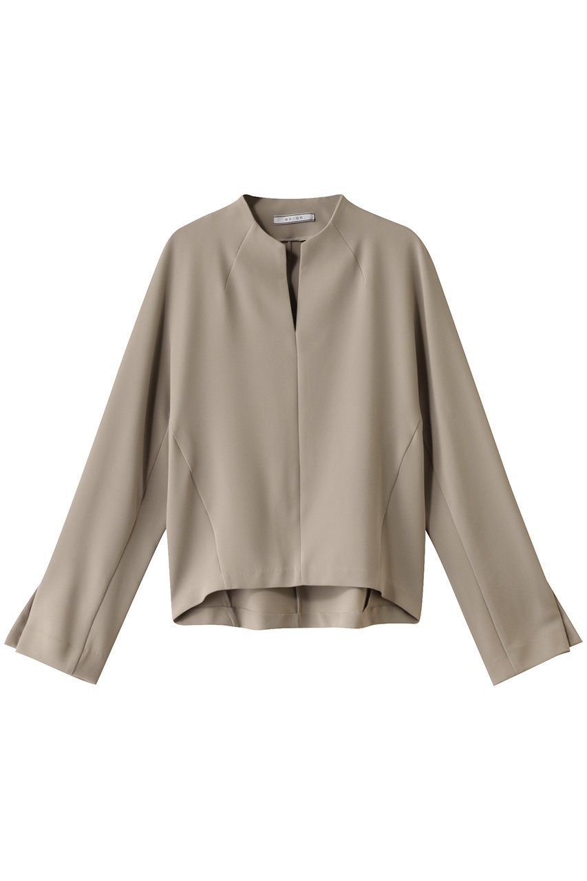 【ベイジ,/BEIGE,】のRUE(ルー)/スリットネックフォルムブラウス インテリア・キッズ・メンズ・レディースファッション・服の通販 founy(ファニー) 　ファッション　Fashion　レディースファッション　Fashion for Women　トップス・カットソー　Cut & Sew Tops　シャツ・ブラウス・オフィスカジュアル　Elegant Blouses & Button-Ups　シンプル　Simple, Minimal　スリット　Slit, Slit Detail　スリーブ　Sleeve, Long Sleeve / Short Sleeve　ファブリック　Fabric, Textile　ベーシック　Basic, Essential　ボトム　Bottoms, Lower Wear　リュクス　Luxury, Elegant, High-End, Chic　ロング　Long, Long-Length　エレガント 上品　Elegant　Taupe|ID: prp329100004382944 ipo3291000000032866304