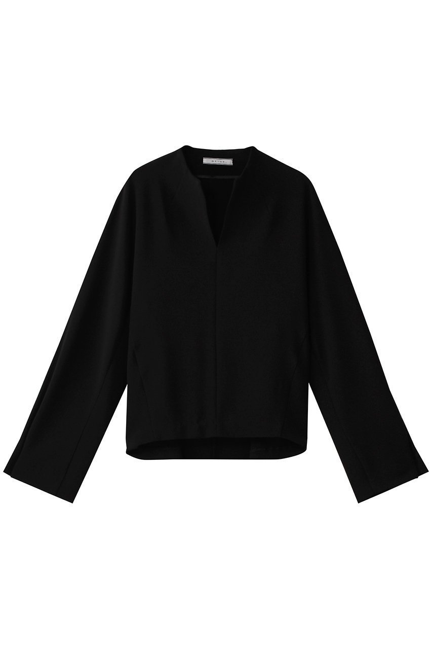 【ベイジ,/BEIGE,】のRUE(ルー)/スリットネックフォルムブラウス インテリア・キッズ・メンズ・レディースファッション・服の通販 founy(ファニー) 　ファッション　Fashion　レディースファッション　Fashion for Women　トップス・カットソー　Cut & Sew Tops　シャツ・ブラウス・オフィスカジュアル　Elegant Blouses & Button-Ups　シンプル　Simple, Minimal　スリット　Slit, Slit Detail　スリーブ　Sleeve, Long Sleeve / Short Sleeve　ファブリック　Fabric, Textile　ベーシック　Basic, Essential　ボトム　Bottoms, Lower Wear　リュクス　Luxury, Elegant, High-End, Chic　ロング　Long, Long-Length　エレガント 上品　Elegant　Black|ID: prp329100004382944 ipo3291000000035923021