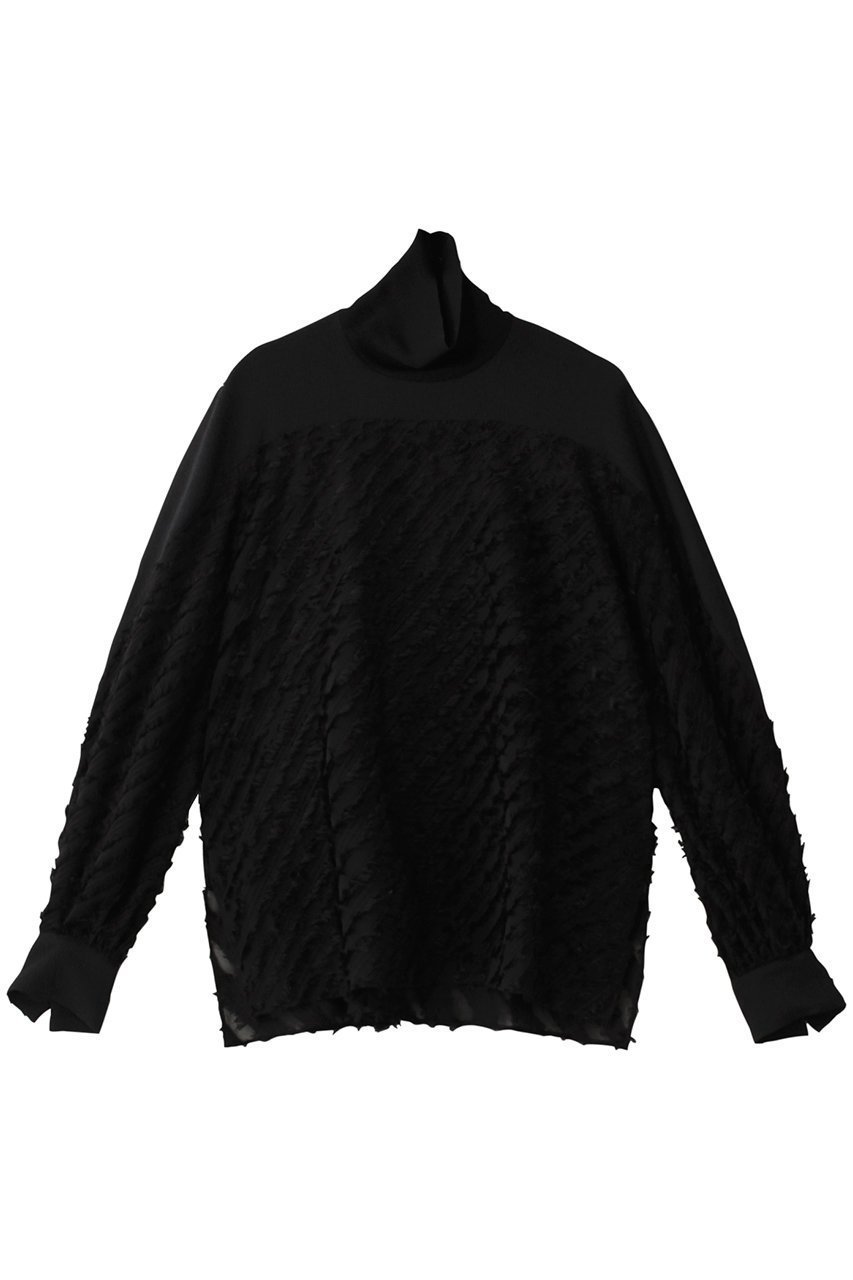 【ベイジ,/BEIGE,】のBANKSIA(バンクシア)/ニットコンビカットジャカードブラウス インテリア・キッズ・メンズ・レディースファッション・服の通販 founy(ファニー) 　ファッション　Fashion　レディースファッション　Fashion for Women　トップス・カットソー　Cut & Sew Tops　ニット　Knit Tops & Sweaters　シャツ・ブラウス・オフィスカジュアル　Elegant Blouses & Button-Ups　ジャカード／ジャガード　Jacquard, Woven Pattern　ストライプ　Stripe, Striped Pattern　スリーブ　Sleeve, Long Sleeve / Short Sleeve　デニム　Denim, Jeans Material　ロング　Long, Long-Length　Black|ID: prp329100004382945 ipo3291000000032866356
