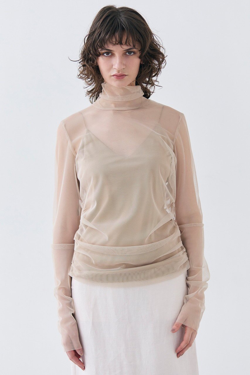 【ベイジ,/BEIGE,】のTAMARIX(タマリクス)/ストレッチチュールハイネックブラウス 人気、トレンドファッション・服の通販 founy(ファニー) 　ファッション　Fashion　レディースファッション　Fashion for Women　トップス・カットソー　Cut & Sew Tops　シャツ・ブラウス・オフィスカジュアル　Elegant Blouses & Button-Ups　インナー　Innerwear　ストレッチ　Stretch, Stretchy Fabric　スリーブ　Sleeve, Long Sleeve / Short Sleeve　タートルネック　Turtleneck, High Neck　ロング　Long, Long-Length　other-7|ID: prp329100004382947 ipo3291000000032866436