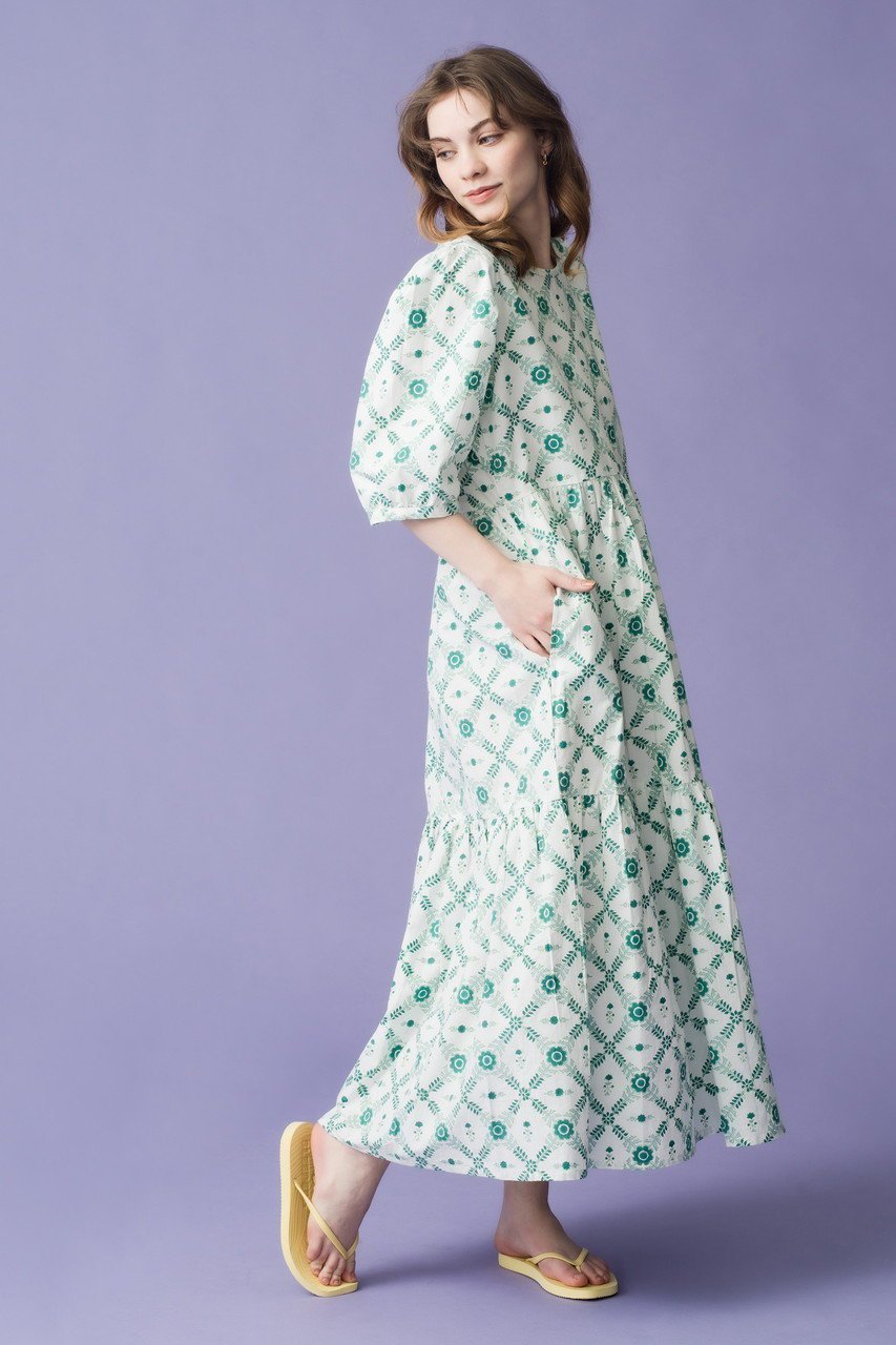 【エスゼット ブロックプリント/SZ Blockprints】のGAIA DRESS CHAKRI ティアードワンピース 人気、トレンドファッション・服の通販 founy(ファニー) 　ファッション　Fashion　レディースファッション　Fashion for Women　ワンピース　Dresses　フォーマル・パーティードレス・結婚式用ドレス　Elegant & Casual Dresses　チュニック　Tunic Tops & Dresses　オリエンタル　Oriental Pattern　チュニック　Tunic, Long Top　ティアードワンピース　Tiered Dress, Flared Dress　プリント　Print, Printed Pattern　リゾート　Resort, Vacation Style　今季　This Season, Current Season　再入荷　Restock / Back in Stock　other-7|ID: prp329100004382952 ipo3291000000032876255
