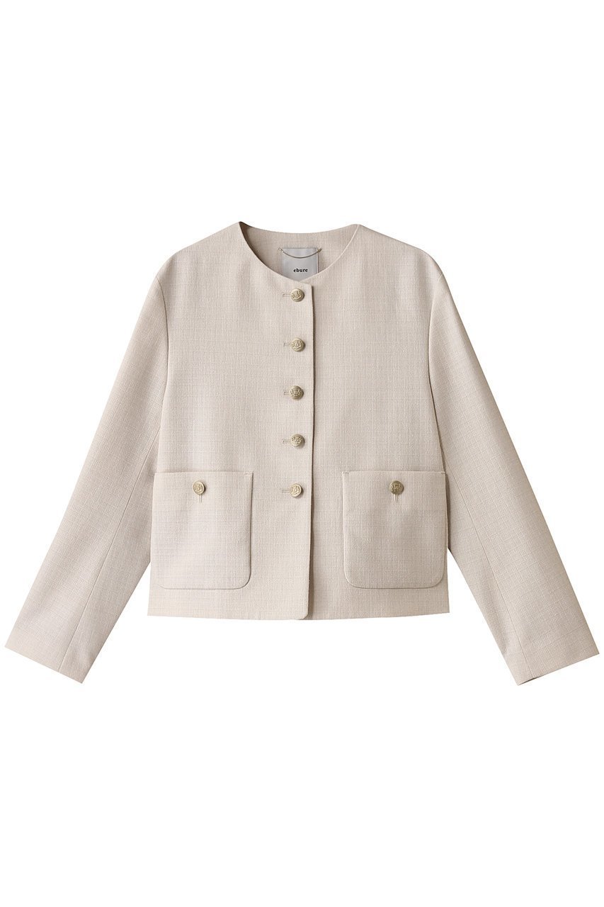 【エブール/ebure】のドライプリペラ ノーカラークロップドジャケット 人気、トレンドファッション・服の通販 founy(ファニー) 　ファッション　Fashion　レディースファッション　Fashion for Women　アウター　Coat / Outerwear Collection　レディースジャケット・軽アウター　Jackets　ジャケット　Jacket, Outerwear　デニム　Denim, Jeans Material　バランス　Balance, Style Balance　エレガント 上品　Elegant　 other-1|ID: prp329100004382974 ipo3291000000032965802