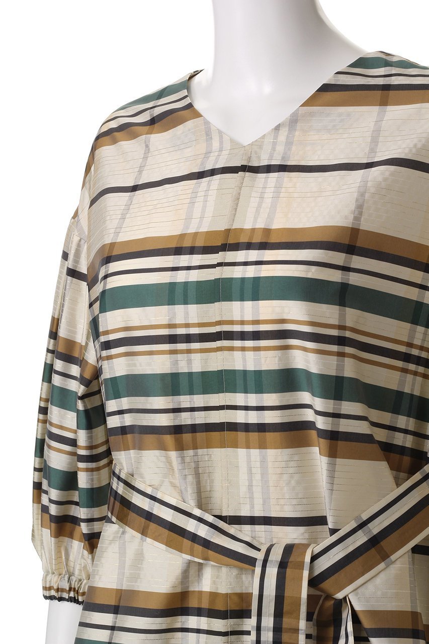 【エブール/ebure】のシルクポリチェック Vネックワンピース 人気、トレンドファッション・服の通販 founy(ファニー) 　ファッション　Fashion　レディースファッション　Fashion for Women　ワンピース　Dresses　チュニック　Tunic Tops & Dresses　おすすめ　Recommended / Our Picks　スリーブ　Sleeve, Long Sleeve / Short Sleeve　チュニック　Tunic, Long Top　other-5|ID: prp329100004382975 ipo3291000000032859186