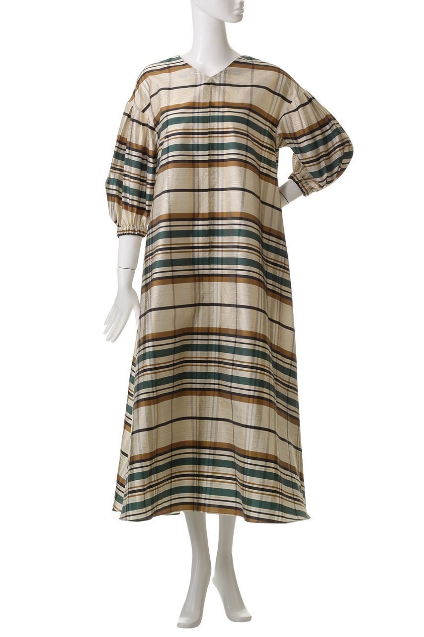 【エブール/ebure】のシルクポリチェック Vネックワンピース 人気、トレンドファッション・服の通販 founy(ファニー) 　ファッション　Fashion　レディースファッション　Fashion for Women　ワンピース　Dresses　チュニック　Tunic Tops & Dresses　おすすめ　Recommended / Our Picks　スリーブ　Sleeve, Long Sleeve / Short Sleeve　チュニック　Tunic, Long Top　other-6|ID: prp329100004382975 ipo3291000000032859191