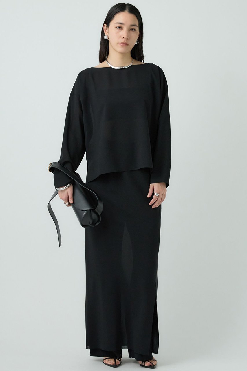 【カオス/Chaos】のトランブラウス 人気、トレンドファッション・服の通販 founy(ファニー) 　ファッション　Fashion　レディースファッション　Fashion for Women　トップス・カットソー　Cut & Sew Tops　シャツ・ブラウス・オフィスカジュアル　Elegant Blouses & Button-Ups　オーガンジー　Organza Fabric　シンプル　Simple, Minimal　ストレッチ　Stretch, Stretchy Fabric　スリーブ　Sleeve, Long Sleeve / Short Sleeve　ドレープ　Drape, Draping Fabric　ボトム　Bottoms, Lower Wear　ロング　Long, Long-Length　エレガント 上品　Elegant　再入荷　Restock / Back in Stock　other-2|ID: prp329100004382990 ipo3291000000035274406