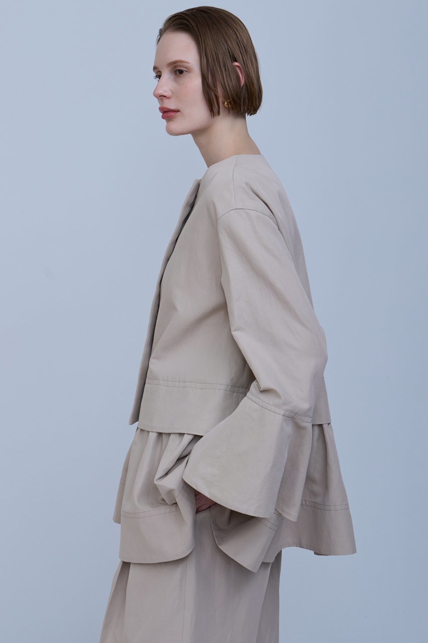 【ハウス オブ ロータス/HOUSE OF LOTUS】のコットンリネンティアードジャケット 人気、トレンドファッション・服の通販 founy(ファニー) 　ファッション　Fashion　レディースファッション　Fashion for Women　アウター　Coat / Outerwear Collection　レディースジャケット・軽アウター　Jackets　エレガント 上品　Elegant　カフス　Cuff Design　ジャケット　Jacket, Outerwear　ツイル　Twist, Twisted Detail　ティアード　Tiered, Tiered Style　フェミニン　Feminine, Girly　フレア　Flare, Flared　ヘムライン　Hemline, Bottom Cut　リネン　Linen, Linen Fabric　other-8|ID: prp329100004382996 ipo3291000000034956254