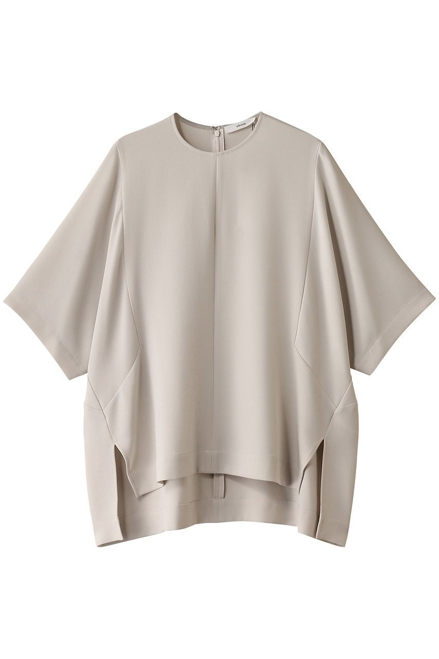 【エブール/ebure】のトリアセダブルクロス ウォッシャブルTブラウス インテリア・キッズ・メンズ・レディースファッション・服の通販 founy(ファニー) 　ファッション　Fashion　レディースファッション　Fashion for Women　トップス・カットソー　Cut & Sew Tops　シャツ・ブラウス・オフィスカジュアル　Elegant Blouses & Button-Ups　ウォッシャブル　Machine Washable　エアリー　Airy Texture　カッティング　Cutting Detail　ショート　Short, Short Length　スリット　Slit, Slit Detail　スリーブ　Sleeve, Long Sleeve / Short Sleeve　ダブル　Double, Double-Breasted　トレンド　Trend, Trending Now　フロント　Front, Front Design　リラックス　Relax, Relaxed Fit　半袖　Short Sleeve, Half Sleeve　アイボリー|ID: prp329100004383001 ipo3291000000032717344