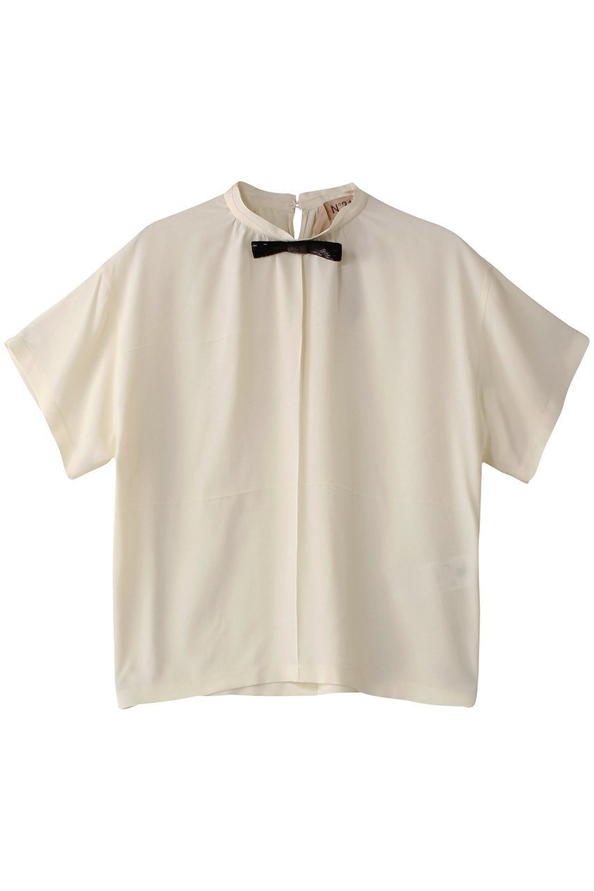 【ヌメロ ヴェントゥーノ/N°21】のリボンタイブラウス 人気、トレンドファッション・服の通販 founy(ファニー) 　ファッション　Fashion　レディースファッション　WOMEN　トップス・カットソー　Tops/Tshirt　シャツ/ブラウス　Shirts/Blouses　なめらか　Smooth　インナー　Inner　ショート　Short　ジャケット　Jacket　スリーブ　Sleeve　フェミニン　Feminine　フロント　Front　リボン　Ribbon　 other-1|ID: prp329100004383012 ipo3291000000030636507