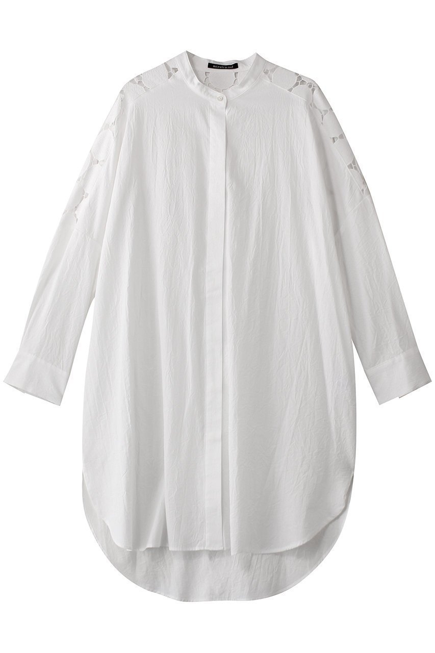 【ミズイロ インド/mizuiro ind】のlace mix stand collar shirt OP ワンピース インテリア・キッズ・メンズ・レディースファッション・服の通販 founy(ファニー) 　ファッション　Fashion　レディースファッション　Fashion for Women　ワンピース　Dresses　チュニック　Tunic Tops & Dresses　スタンド　Stand Collar, Upright Stand　スリーブ　Sleeve, Long Sleeve / Short Sleeve　チュニック　Tunic, Long Top　フェミニン　Feminine, Girly　レース　Lace, Lace Fabric　ロング　Long, Long-Length　夏　Summer　春　Spring　S/S・春夏　SS, Spring/Summer, Warm Season　off white|ID: prp329100004383034 ipo3291000000032876938
