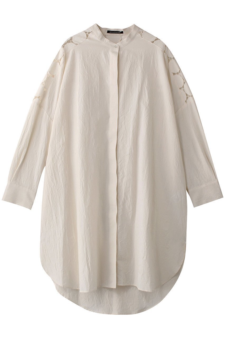 【ミズイロ インド/mizuiro ind】のlace mix stand collar shirt OP ワンピース インテリア・キッズ・メンズ・レディースファッション・服の通販 founy(ファニー) 　ファッション　Fashion　レディースファッション　Fashion for Women　ワンピース　Dresses　チュニック　Tunic Tops & Dresses　スタンド　Stand Collar, Upright Stand　スリーブ　Sleeve, Long Sleeve / Short Sleeve　チュニック　Tunic, Long Top　フェミニン　Feminine, Girly　レース　Lace, Lace Fabric　ロング　Long, Long-Length　夏　Summer　春　Spring　S/S・春夏　SS, Spring/Summer, Warm Season　ivory|ID: prp329100004383034 ipo3291000000032876941
