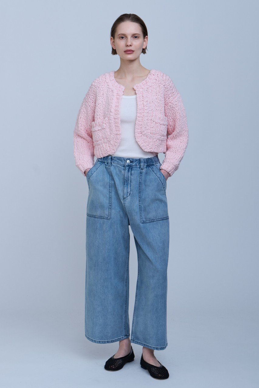 【ハウス オブ ロータス/HOUSE OF LOTUS】のハンドニットカーディガン 人気、トレンドファッション・服の通販 founy(ファニー) 　ファッション　Fashion　レディースファッション　Fashion for Women　トップス・カットソー　Cut & Sew Tops　ニット　Knit Tops & Sweaters　カーディガン・羽織り　Layered Style Cardigans　カーディガン　Cardigan, Knitwear　ショート　Short, Short Length　デニム　Denim, Jeans Material　ハンド　Hand, Handmade　フェミニン　Feminine, Girly　モダン　Modern, Contemporary　ラウンド　Round, Round Neck　再入荷　Restock / Back in Stock　other-6|ID: prp329100004383051 ipo3291000000032952365
