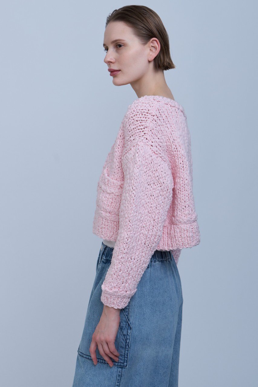 【ハウス オブ ロータス/HOUSE OF LOTUS】のハンドニットカーディガン 人気、トレンドファッション・服の通販 founy(ファニー) 　ファッション　Fashion　レディースファッション　Fashion for Women　トップス・カットソー　Cut & Sew Tops　ニット　Knit Tops & Sweaters　カーディガン・羽織り　Layered Style Cardigans　カーディガン　Cardigan, Knitwear　ショート　Short, Short Length　デニム　Denim, Jeans Material　ハンド　Hand, Handmade　フェミニン　Feminine, Girly　モダン　Modern, Contemporary　ラウンド　Round, Round Neck　再入荷　Restock / Back in Stock　other-7|ID: prp329100004383051 ipo3291000000032952369