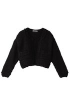 【ハウス オブ ロータス/HOUSE OF LOTUS】のハンドニットカーディガン 人気、トレンドファッション・服の通販 founy(ファニー) ファッション Fashion レディースファッション Fashion for Women トップス・カットソー Cut & Sew Tops ニット Knit Tops & Sweaters カーディガン・羽織り Layered Style Cardigans カーディガン Cardigan, Knitwear ショート Short, Short Length デニム Denim, Jeans Material ハンド Hand, Handmade フェミニン Feminine, Girly モダン Modern, Contemporary ラウンド Round, Round Neck thumbnail ブラック|ID: prp329100004383051 ipo3291000000034952640
