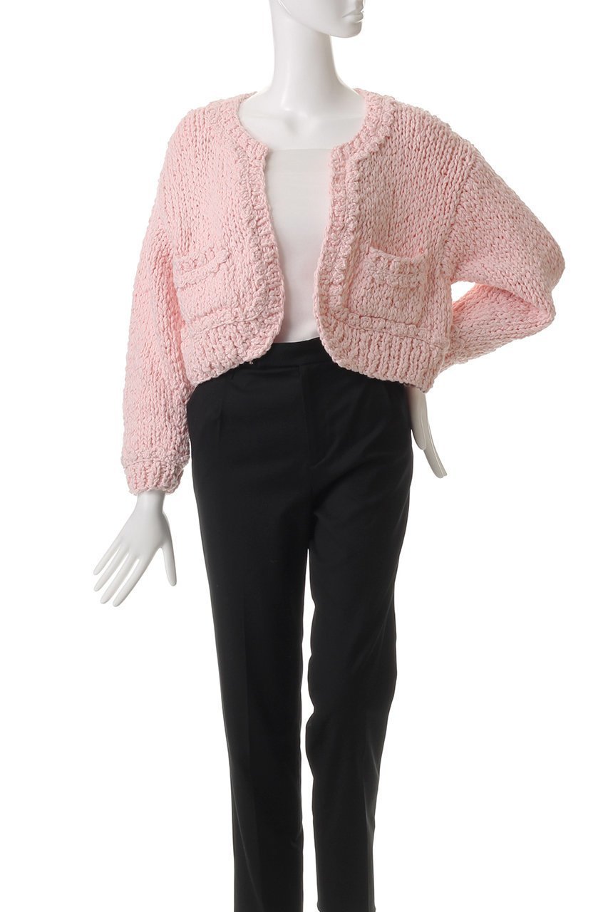 【ハウス オブ ロータス/HOUSE OF LOTUS】のハンドニットカーディガン 人気、トレンドファッション・服の通販 founy(ファニー) 　ファッション　Fashion　レディースファッション　Fashion for Women　トップス・カットソー　Cut & Sew Tops　ニット　Knit Tops & Sweaters　カーディガン・羽織り　Layered Style Cardigans　カーディガン　Cardigan, Knitwear　ショート　Short, Short Length　デニム　Denim, Jeans Material　ハンド　Hand, Handmade　フェミニン　Feminine, Girly　モダン　Modern, Contemporary　ラウンド　Round, Round Neck　other-2|ID: prp329100004383051 ipo3291000000034952641