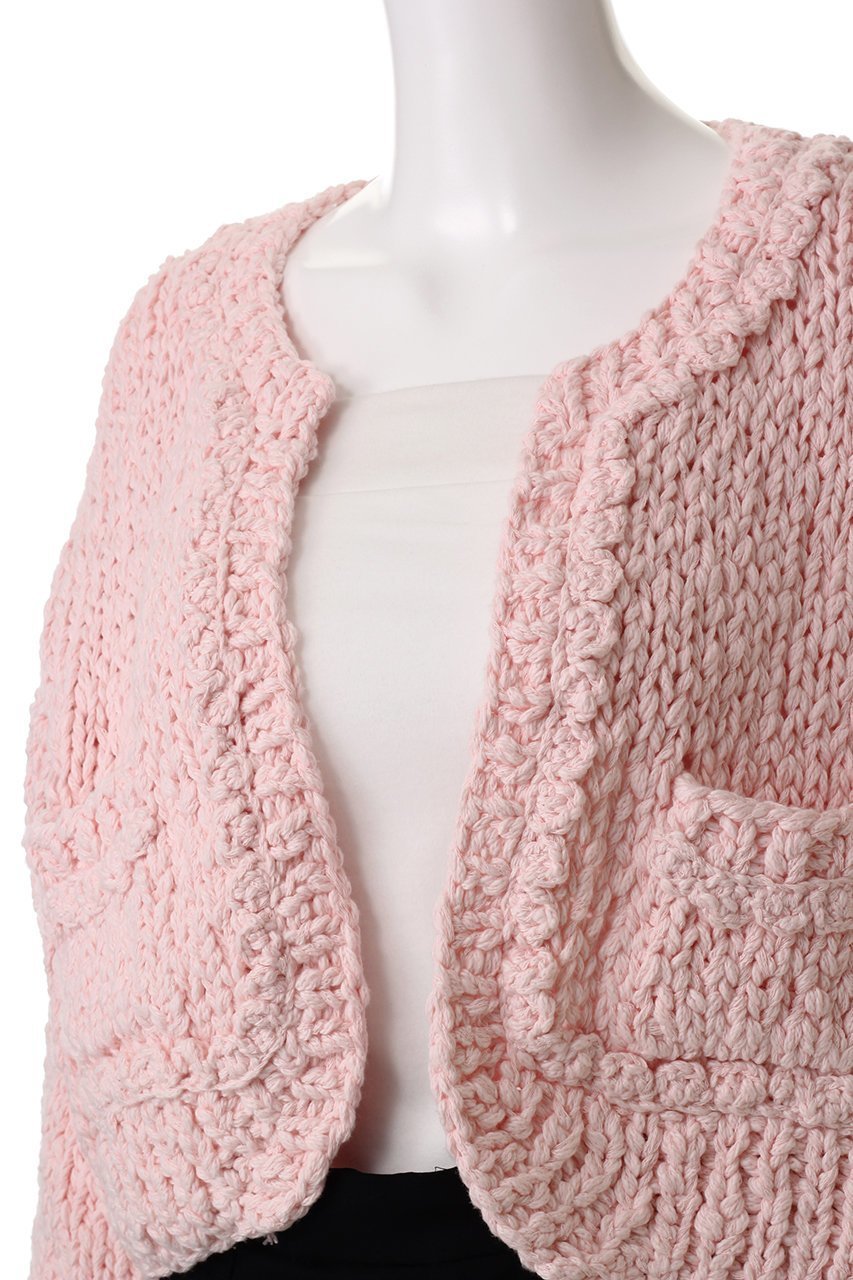 【ハウス オブ ロータス/HOUSE OF LOTUS】のハンドニットカーディガン 人気、トレンドファッション・服の通販 founy(ファニー) 　ファッション　Fashion　レディースファッション　Fashion for Women　トップス・カットソー　Cut & Sew Tops　ニット　Knit Tops & Sweaters　カーディガン・羽織り　Layered Style Cardigans　カーディガン　Cardigan, Knitwear　ショート　Short, Short Length　デニム　Denim, Jeans Material　ハンド　Hand, Handmade　フェミニン　Feminine, Girly　モダン　Modern, Contemporary　ラウンド　Round, Round Neck　other-5|ID: prp329100004383051 ipo3291000000034952647