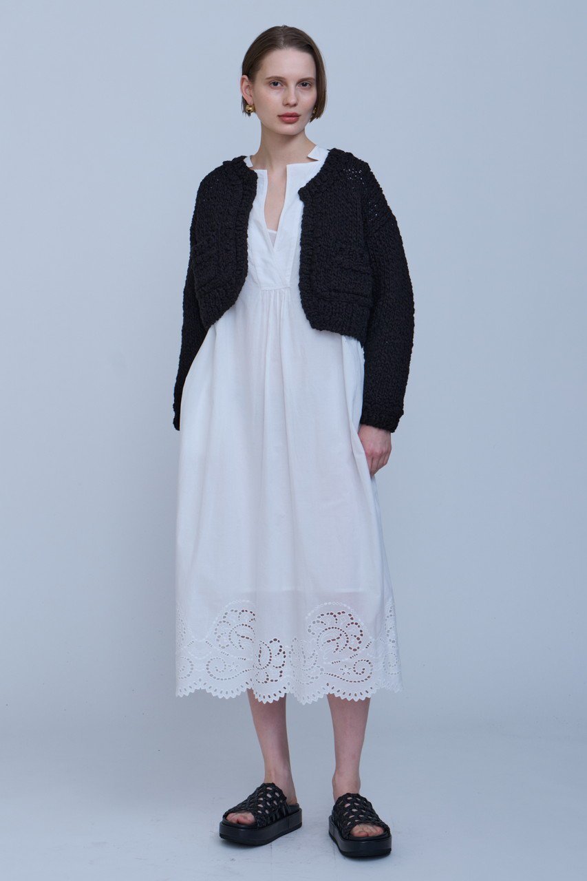 【ハウス オブ ロータス/HOUSE OF LOTUS】のハンドニットカーディガン 人気、トレンドファッション・服の通販 founy(ファニー) 　ファッション　Fashion　レディースファッション　Fashion for Women　トップス・カットソー　Cut & Sew Tops　ニット　Knit Tops & Sweaters　カーディガン・羽織り　Layered Style Cardigans　カーディガン　Cardigan, Knitwear　ショート　Short, Short Length　デニム　Denim, Jeans Material　ハンド　Hand, Handmade　フェミニン　Feminine, Girly　モダン　Modern, Contemporary　ラウンド　Round, Round Neck　other-6|ID: prp329100004383051 ipo3291000000034952649