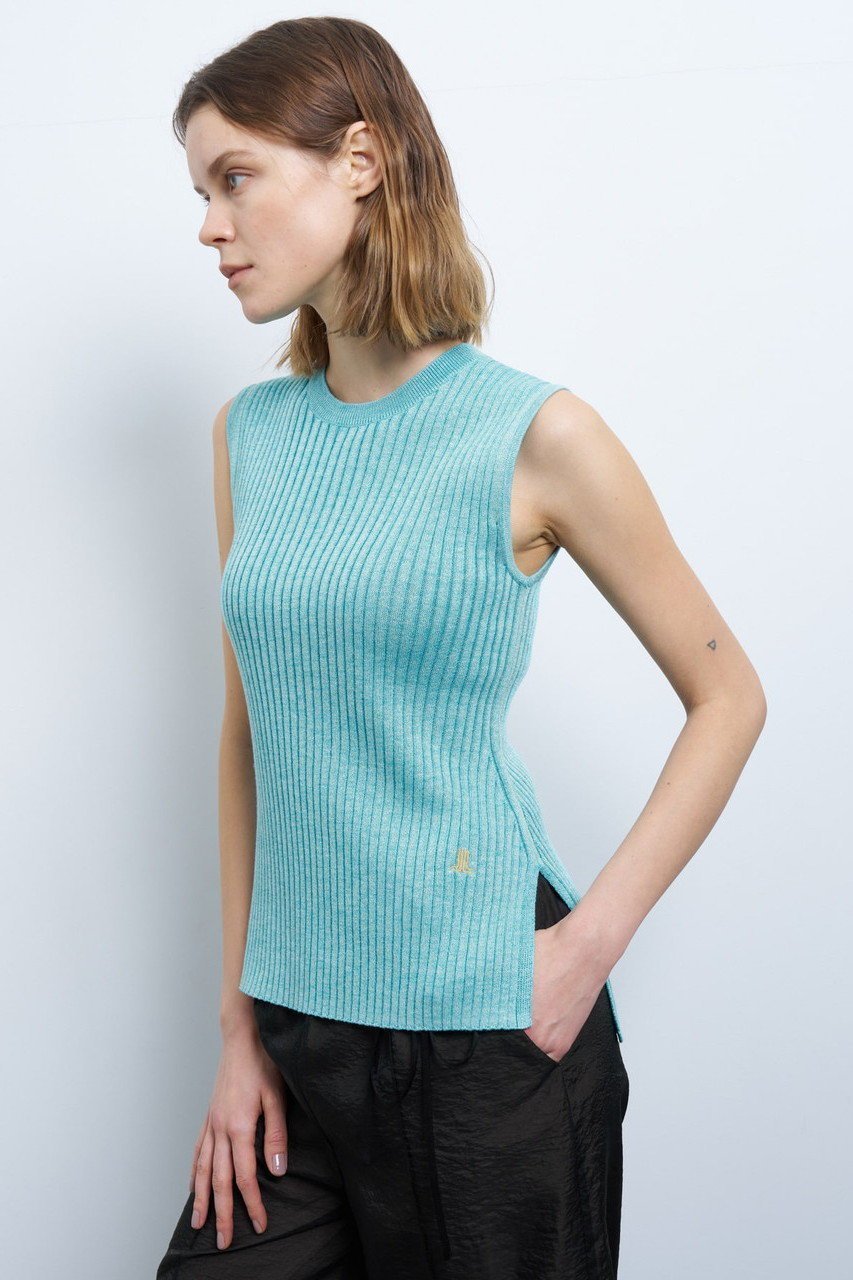 【ランバン オン ブルー/LANVIN en Bleu】のカラーステッチワイドリブニット 人気、トレンドファッション・服の通販 founy(ファニー) 　ファッション　Fashion　レディースファッション　WOMEN　トップス・カットソー　Tops/Tshirt　ニット　Knit Tops　プルオーバー　Pullover　スリット　Slit　ノースリーブ　No Sleeve　リラックス　Relax　other-6|ID: prp329100004383078 ipo3291000000031333151