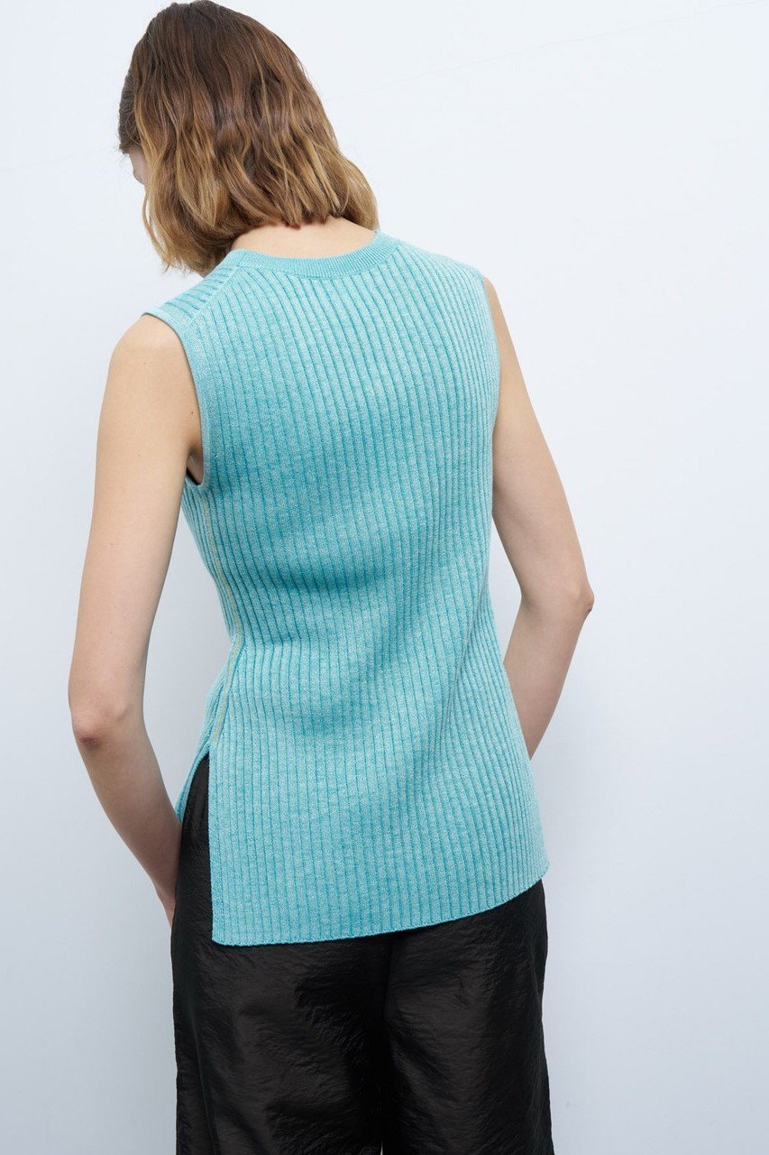【ランバン オン ブルー/LANVIN en Bleu】のカラーステッチワイドリブニット 人気、トレンドファッション・服の通販 founy(ファニー) 　ファッション　Fashion　レディースファッション　WOMEN　トップス・カットソー　Tops/Tshirt　ニット　Knit Tops　プルオーバー　Pullover　スリット　Slit　ノースリーブ　No Sleeve　リラックス　Relax　other-7|ID: prp329100004383078 ipo3291000000031333152