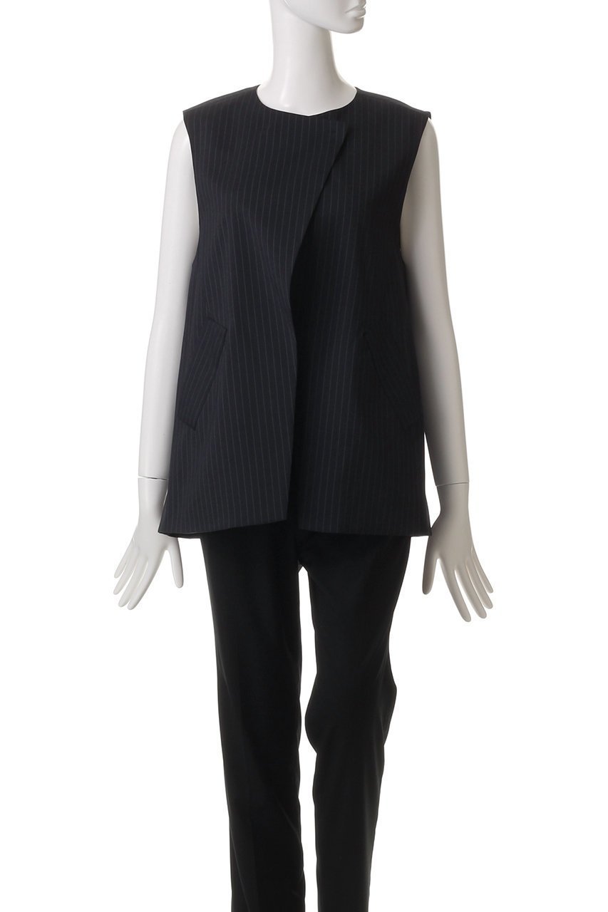 【ランバン オン ブルー/LANVIN en Bleu】のウールポリエステルフレアベスト 人気、トレンドファッション・服の通販 founy(ファニー) 　ファッション　Fashion　レディースファッション　WOMEN　アウター　Coat Outerwear　トップス・カットソー　Tops/Tshirt　キャミソール / ノースリーブ　No Sleeves　シャツ/ブラウス　Shirts/Blouses　ベスト/ジレ　Gilets/Vests　インナー　Inner　ノースリーブ　No Sleeve　ベスト　Vest　other-2|ID: prp329100004383080 ipo3291000000031333161