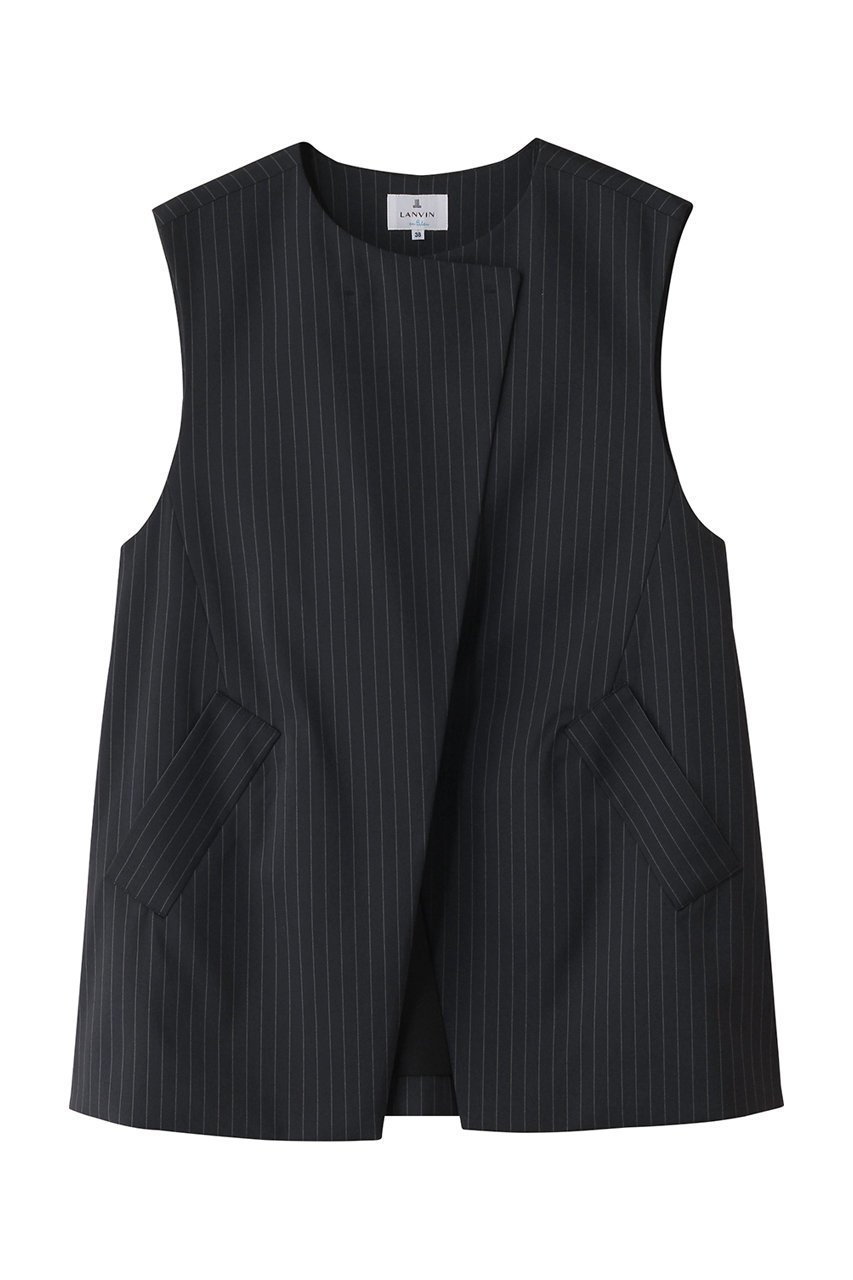 【ランバン オン ブルー/LANVIN en Bleu】のウールポリエステルフレアベスト インテリア・キッズ・メンズ・レディースファッション・服の通販 founy(ファニー) 　ファッション　Fashion　レディースファッション　Fashion for Women　アウター　Coat / Outerwear Collection　トップス・カットソー　Cut & Sew Tops　キャミソール&ノースリーブ　Camisoles & Sleeveless Tops　シャツ・ブラウス・オフィスカジュアル　Elegant Blouses & Button-Ups　ベスト&ジレ / 重ね着スタイル　Vests & Gilets　インナー　Innerwear　ノースリーブ　Sleeveless, No-Sleeve　ベスト　Vest, Waistcoat　ネイビー|ID: prp329100004383080 ipo3291000000032862905