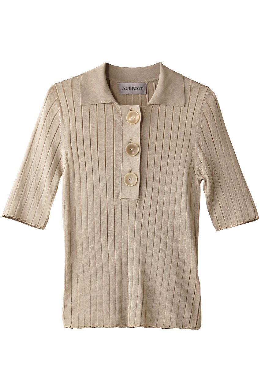 【オブリオ/AUBRIOT】のマルベリーシルク ポロニット インテリア・キッズ・メンズ・レディースファッション・服の通販 founy(ファニー) 　ファッション　Fashion　レディースファッション　Ladies' Fashion Online　トップス・カットソー　Cut & Sew Tops　ニット　Knit Tops & Sweaters　プルオーバー　Pullovers　クラシック　Classic　コンパクト　Compact　シルク　Silk　フォルム　Form　ポロシャツ　Polo Shirt　モダン　Modern　ワイドリブ　Wide Rib　エレガント 上品　Elegant　ライトベージュ|ID: prp329100004383107 ipo3291000000032694900