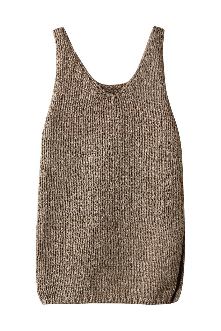 【オブリオ/AUBRIOT】のラメヤーンタンクトップ インテリア・キッズ・メンズ・レディースファッション・服の通販 founy(ファニー) 　ファッション　Fashion　レディースファッション　Fashion for Women　トップス・カットソー　Cut & Sew Tops　ニット　Knit Tops & Sweaters　カジュアルプルオーバー・ニットトップス　Pullovers & Knit Tops / Casual Pullovers　ジュエル　Jewel, Gemstone　ストレート　Straight, Straight Cut　スリット　Slit, Slit Detail　タンク　Tank Top, Sleeveless Top　フィット　Fit, Slim Fit　ゴールド|ID: prp329100004383108 ipo3291000000035721750