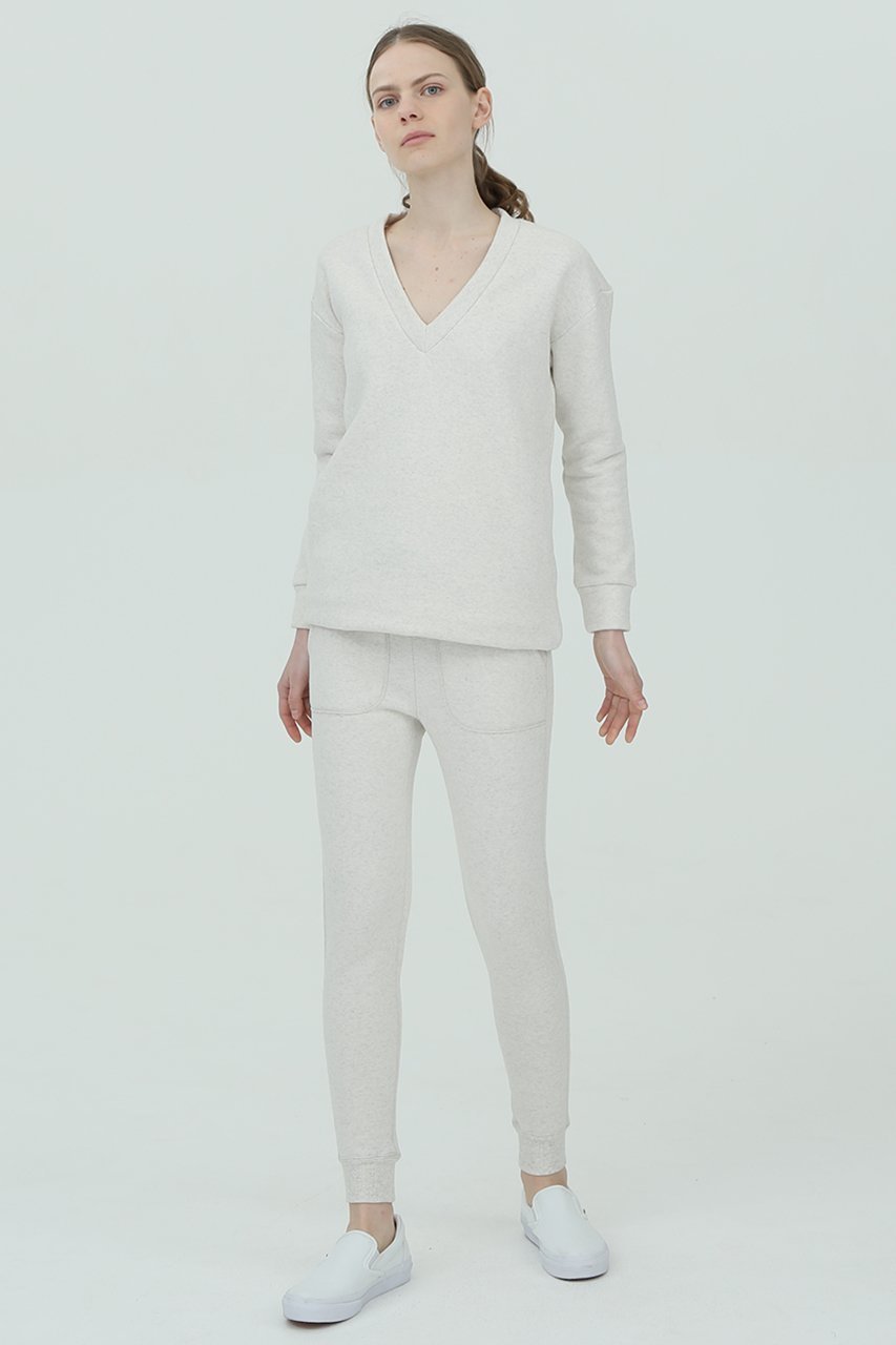 【フォーコーナーズ/+FOUR CORNERS】の綿ウール裏毛Vネックプルオーバー 人気、トレンドファッション・服の通販 founy(ファニー) 　ファッション　Fashion　レディースファッション　Fashion for Women　トップス・カットソー　Cut & Sew Tops　シャツ・ブラウス・オフィスカジュアル　Elegant Blouses & Button-Ups　ロングTシャツ・Tシャツ　Longline T-Shirts & Tees　カジュアルプルオーバー・ニットトップス　Pullovers & Knit Tops / Casual Pullovers　カットソー・ベーシックTシャツ　Cut-and-Sewn Tops / Stretch Tees & Basics　Vネックトップス　V-Neck Tops / V-Cut Neckline Shirts　スウェット / スエット　Sweatshirt, Sweatwear　スリーブ　Sleeve, Long Sleeve / Short Sleeve　ベーシック　Basic, Essential　ロング　Long, Long-Length　定番　Standard, Basic Item　A/W・秋冬　Autumn/Winter　other-7|ID: prp329100004383117 ipo3291000000035342978