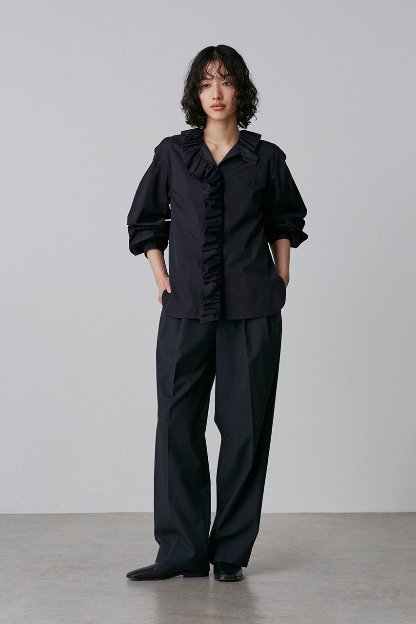 【イレーヴ/YLEVE】の【YLEVE×BOURRIENNE】コットン タイプライター ラッフルブラウス/NAMI 人気、トレンドファッション・服の通販 founy(ファニー) 　ファッション　Fashion　レディースファッション　Fashion for Women　トップス・カットソー　Cut & Sew Tops　シャツ・ブラウス・オフィスカジュアル　Elegant Blouses & Button-Ups　オケージョン　Occasion Wear　コラボ　Collaboration, Collab　スリーブ　Sleeve, Long Sleeve / Short Sleeve　タイプライター　Typewriter Fabric, Crisp Cotton　ラッフル　Ruffle, Frill　ロング　Long, Long-Length　other-7|ID: prp329100004385005 ipo3291000000032863464