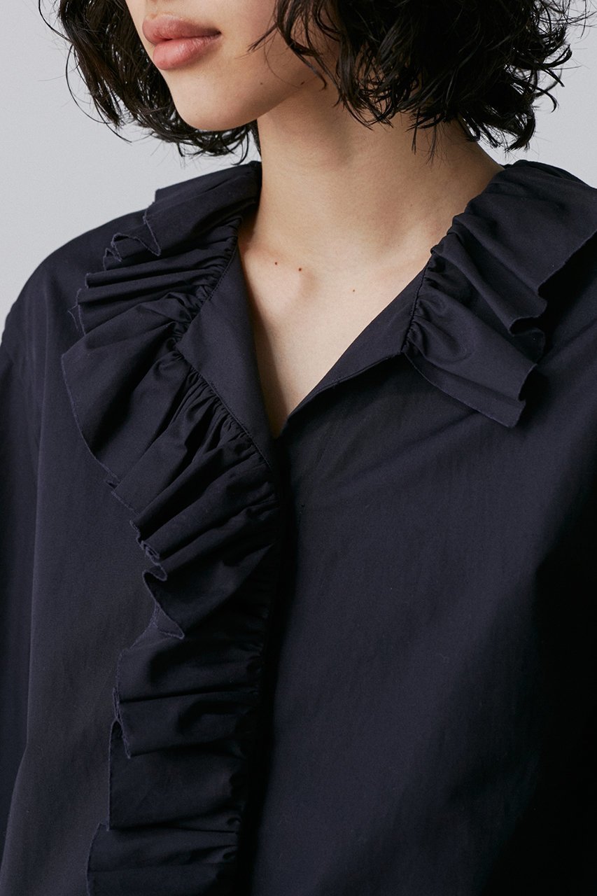 【イレーヴ/YLEVE】の【YLEVE×BOURRIENNE】コットン タイプライター ラッフルブラウス/NAMI 人気、トレンドファッション・服の通販 founy(ファニー) 　ファッション　Fashion　レディースファッション　Fashion for Women　トップス・カットソー　Cut & Sew Tops　シャツ・ブラウス・オフィスカジュアル　Elegant Blouses & Button-Ups　オケージョン　Occasion Wear　コラボ　Collaboration, Collab　スリーブ　Sleeve, Long Sleeve / Short Sleeve　タイプライター　Typewriter Fabric, Crisp Cotton　ラッフル　Ruffle, Frill　ロング　Long, Long-Length　other-8|ID: prp329100004385005 ipo3291000000032863469
